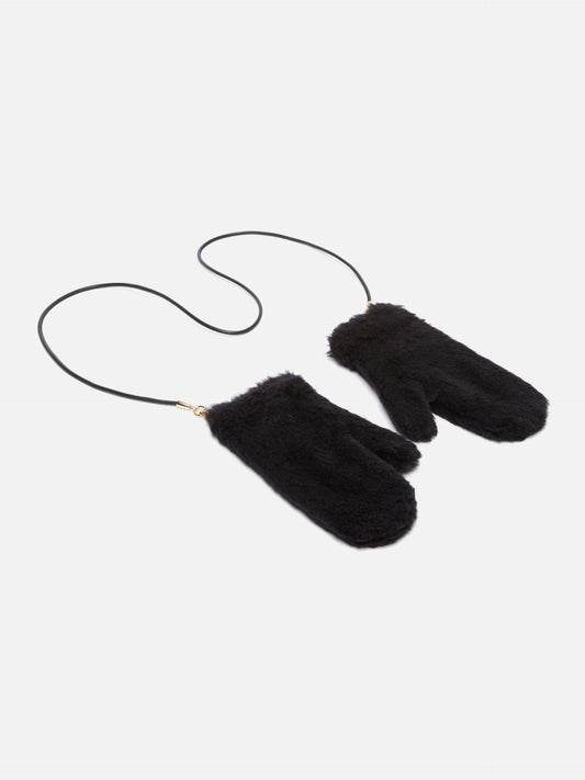 Max Mara – Fäustlinge aus Alpaka-Woll-Teddy für Damen Schwarz - Black