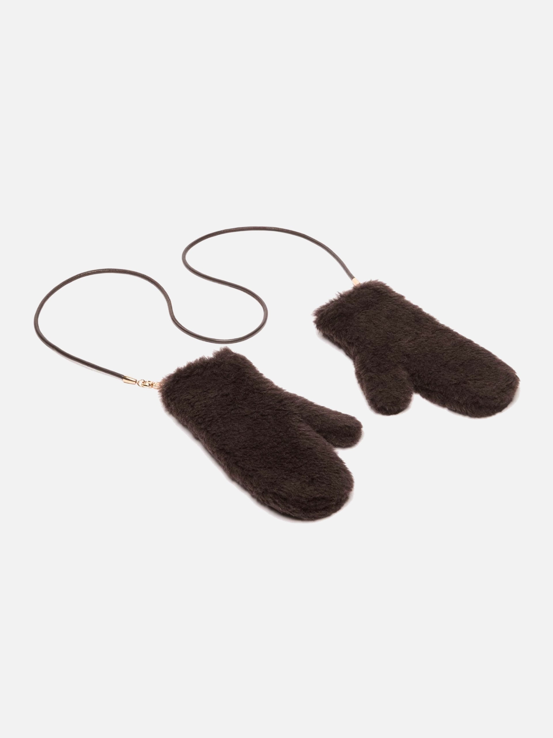 Max Mara – Fäustlinge aus Alpaka-Woll-Teddy für Damen Dunkelbraun - Dark brown