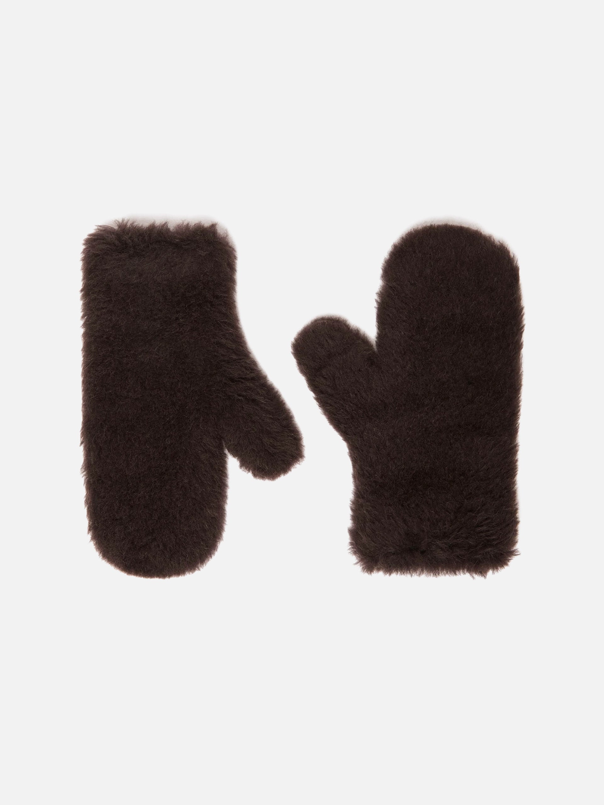 Max Mara – Fäustlinge aus Alpaka-Woll-Teddy für Damen Dunkelbraun - Dark brown