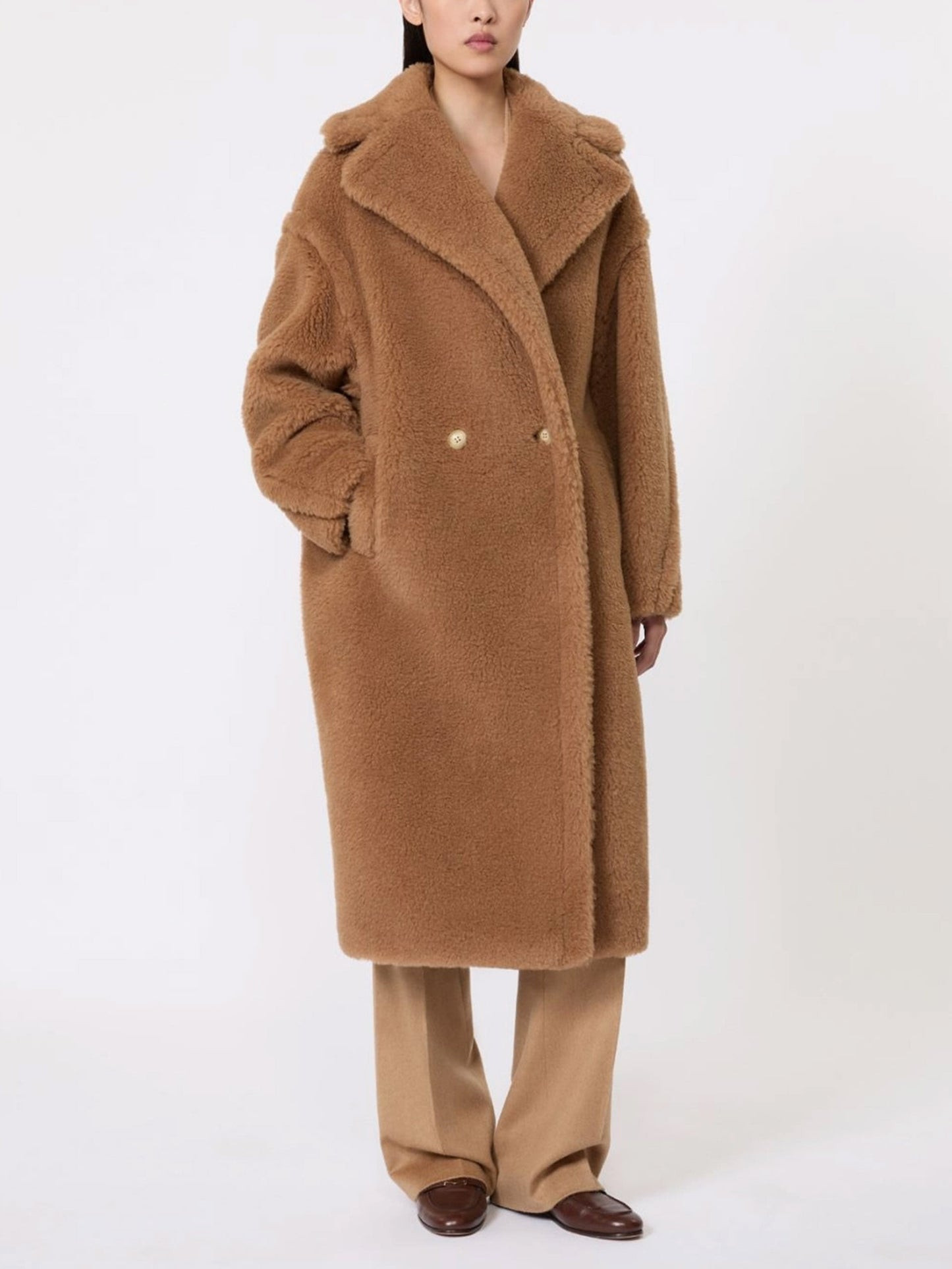 Max mara Teddy Bear Icon Mantel aus Kamelhaar für Damen Camel