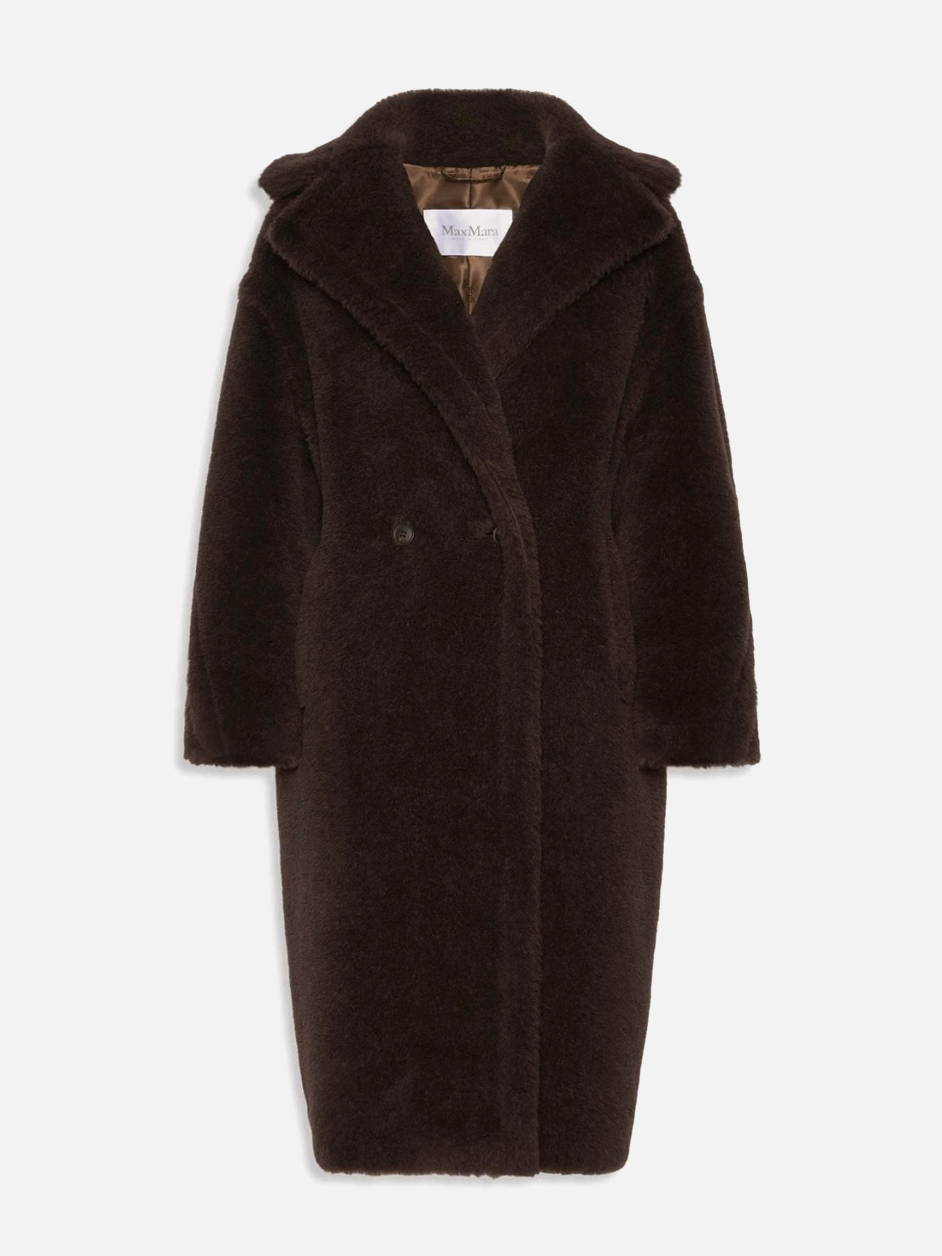 Max mara Tedgirl Icon Mantel aus Alpaka-Woll-Teddy für Damen Dunkelbraun