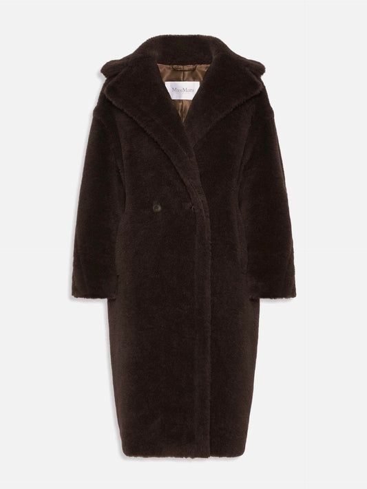 Max mara Tedgirl Icon Mantel aus Alpaka-Woll-Teddy für Damen Dunkelbraun