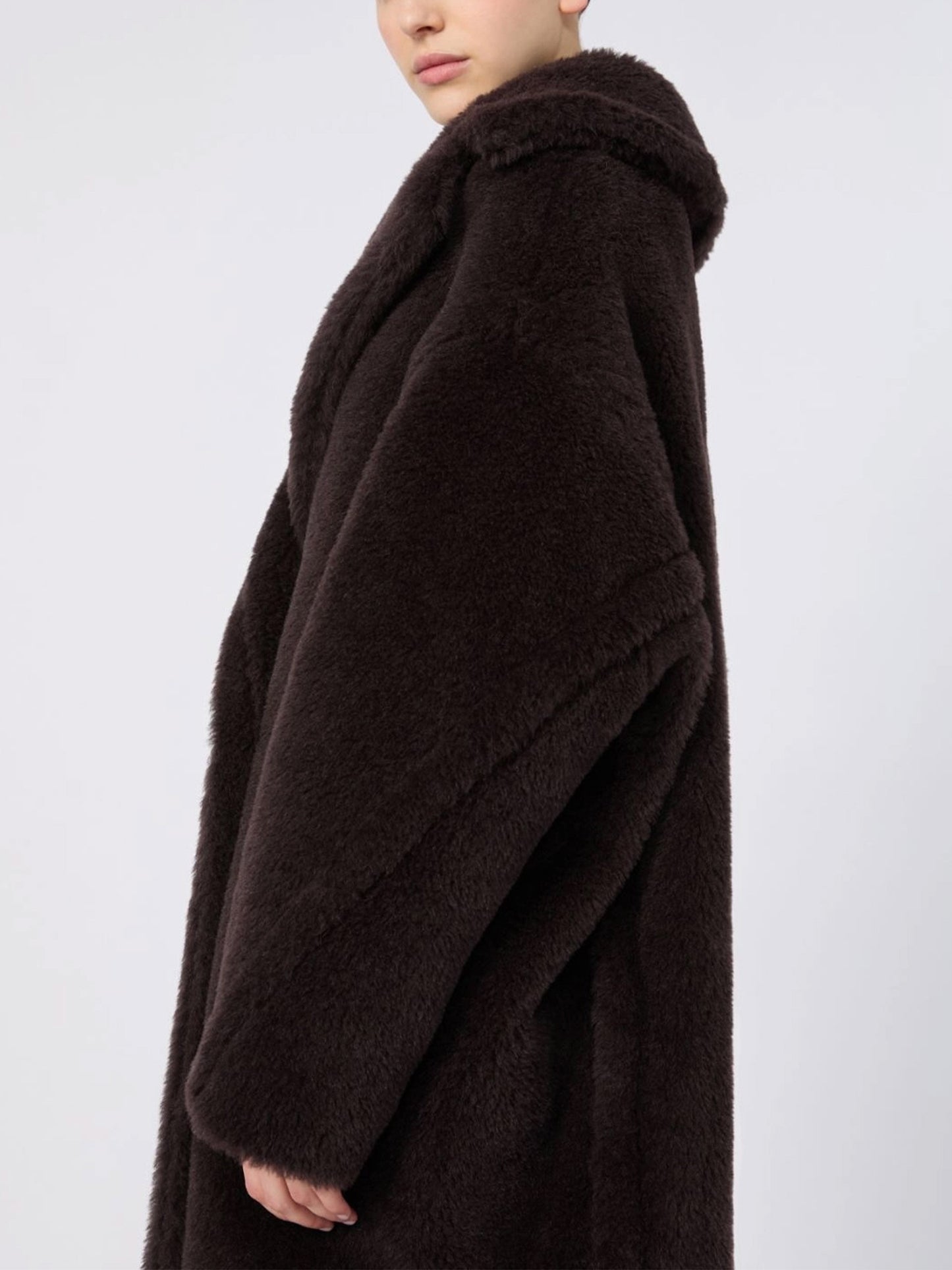 Max mara Tedgirl Icon Mantel aus Alpaka-Woll-Teddy für Damen Dunkelbraun