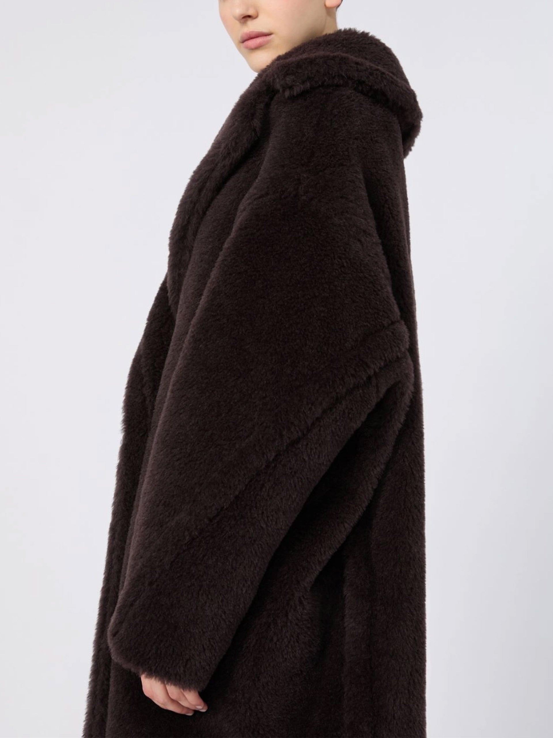 Max mara Tedgirl Icon Mantel aus Alpaka-Woll-Teddy für Damen Dunkelbraun