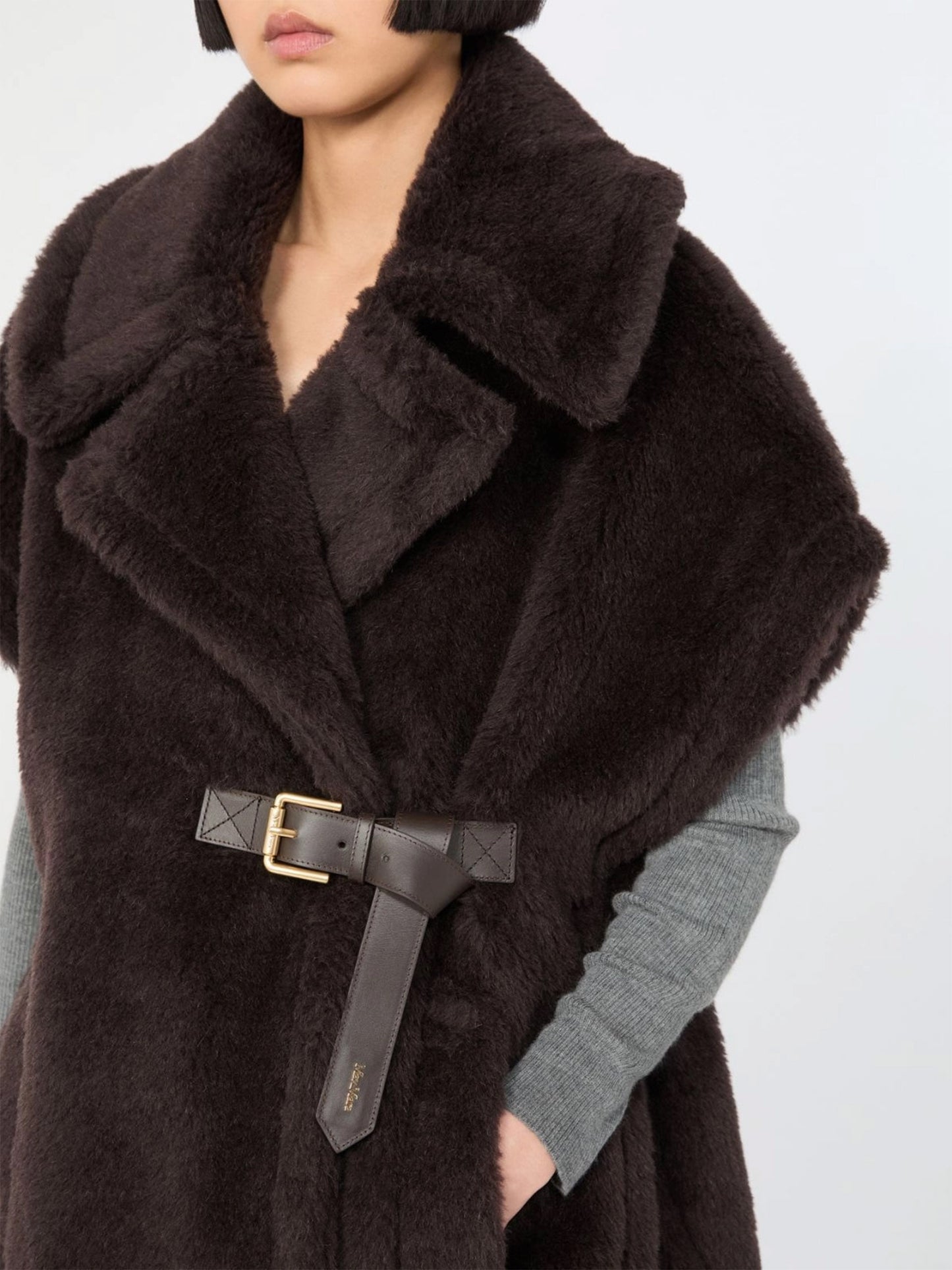 Max mara Cape aus Alpaka-Woll-Teddy für Damen Dunkelbraun