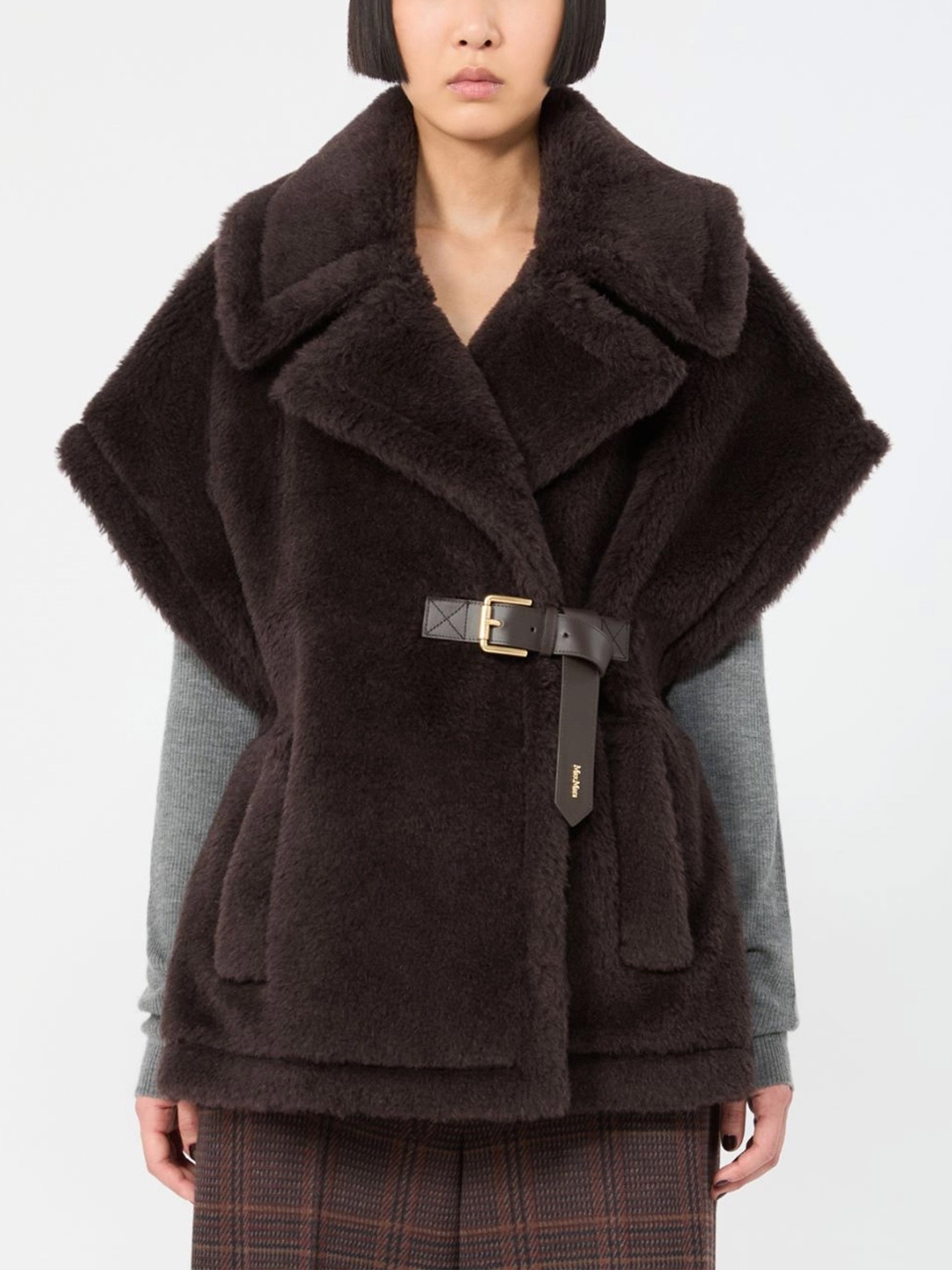 Max mara Cape aus Alpaka-Woll-Teddy für Damen Dunkelbraun