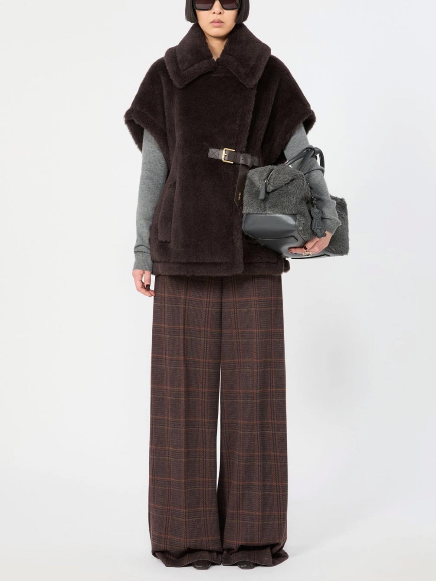 Max mara Cape aus Alpaka-Woll-Teddy für Damen Dunkelbraun