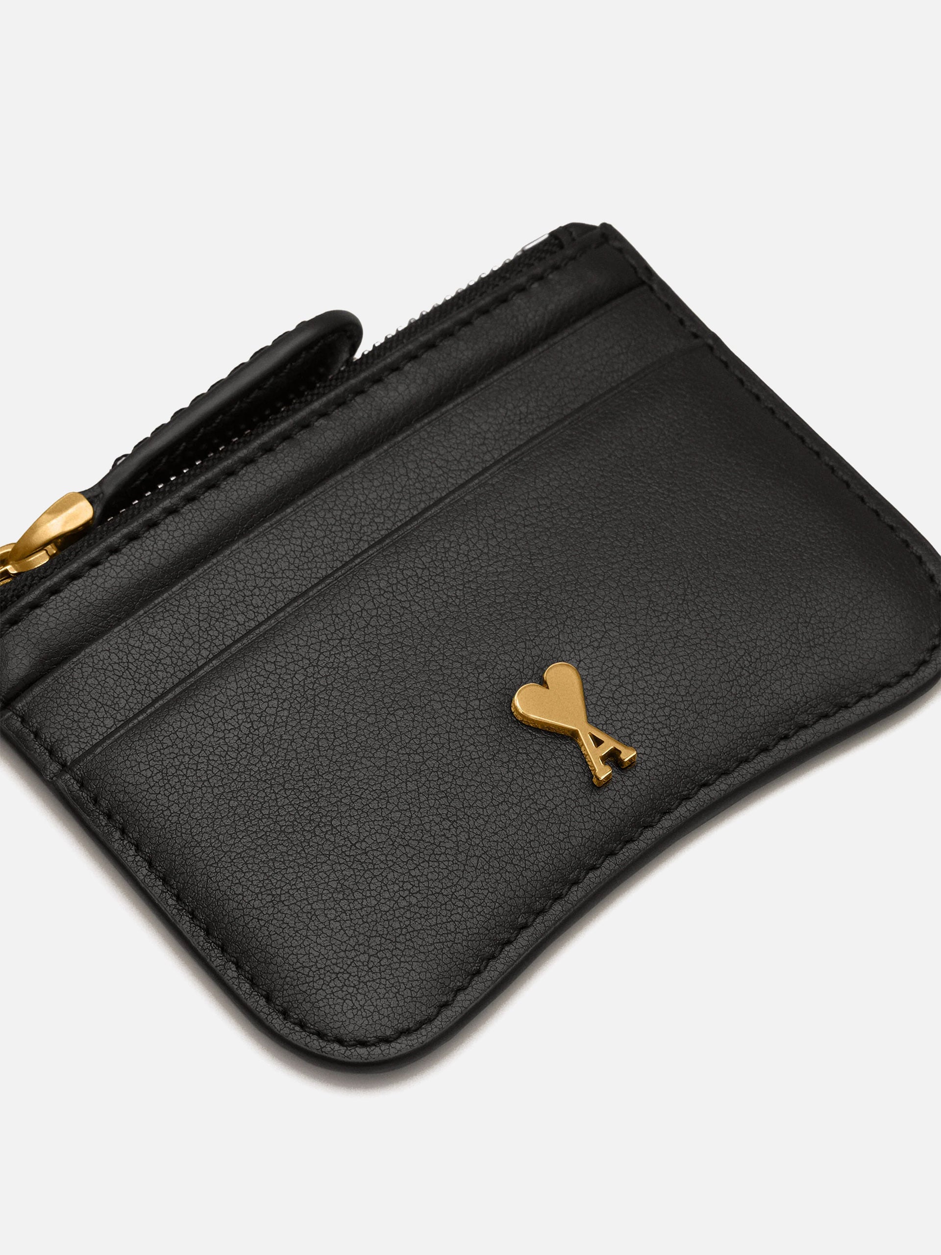 Ami paris Cardholder Paris aus Leder mit Reißverschluss Schwarz / Gold