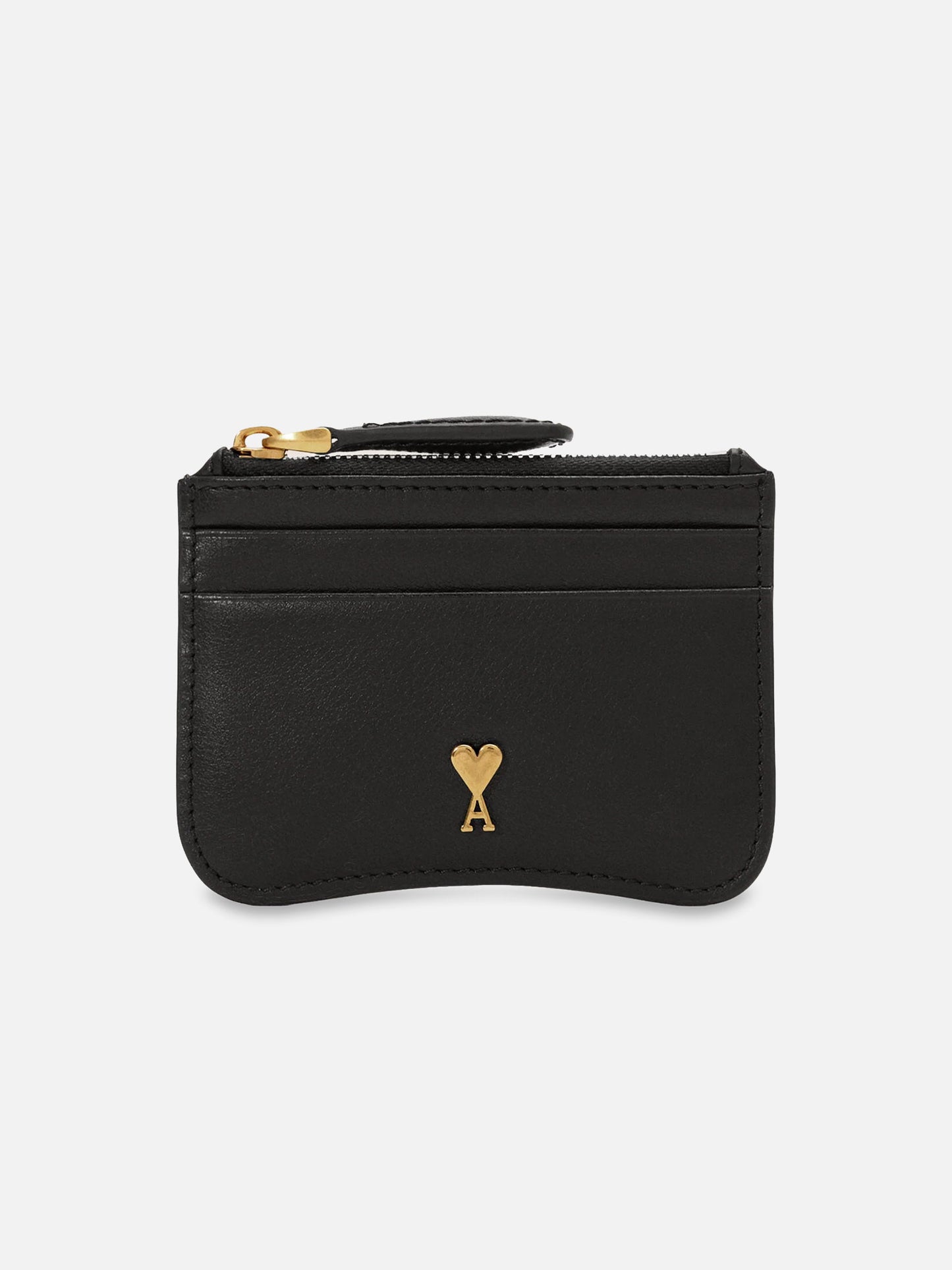 Ami paris Cardholder Paris aus Leder mit Reißverschluss Schwarz / Gold