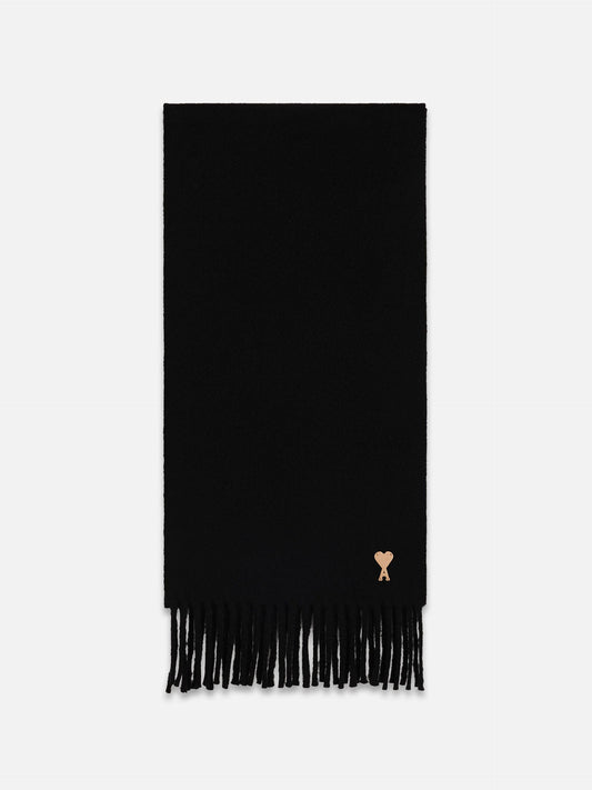 Ami Paris – Schal aus Wolle mit Ami de Coeur Logo-Patch Schwarz - Black