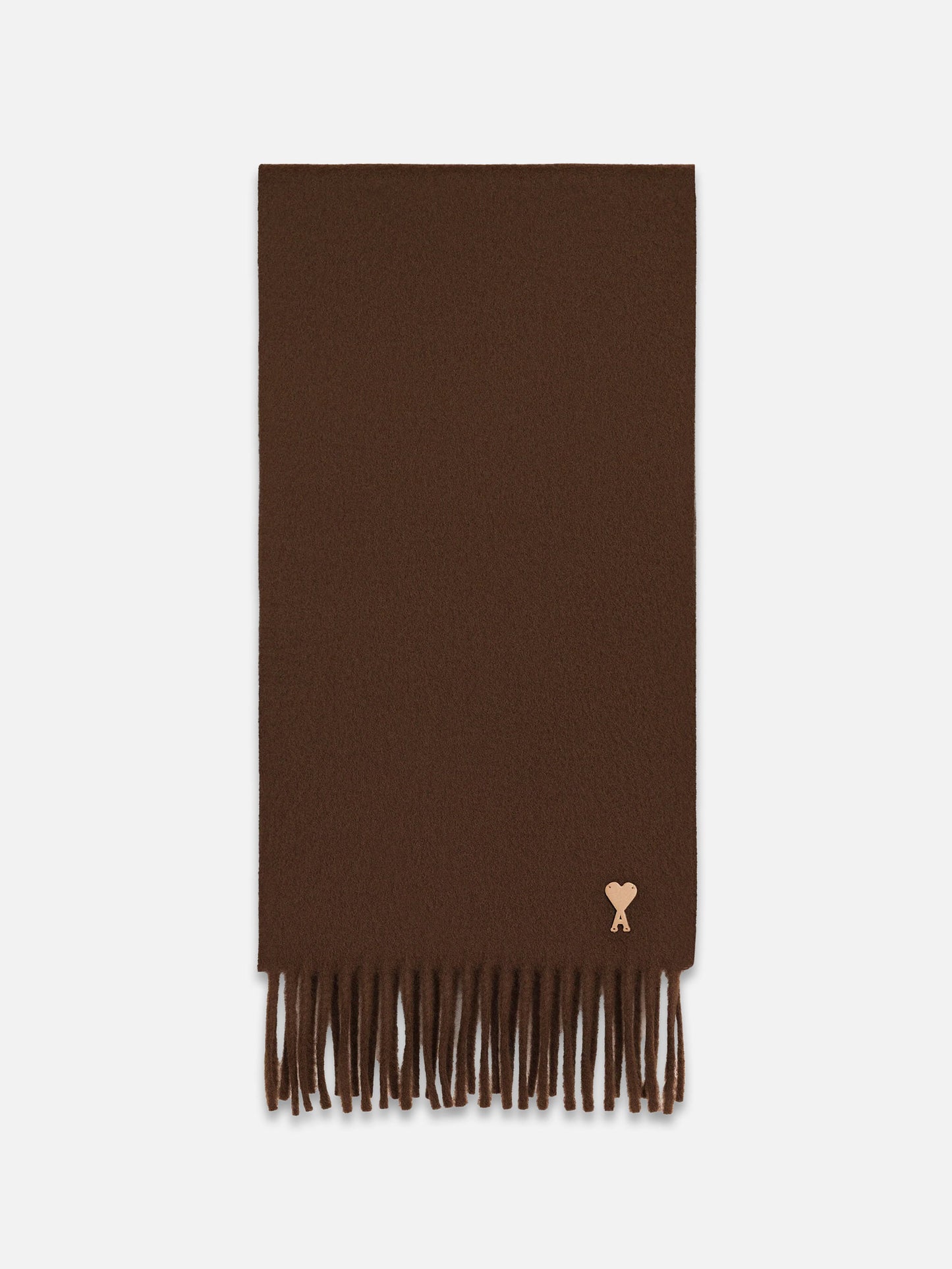 Ami Paris – Schal aus Wolle mit Ami de Coeur Logo-Patch Braun - Brown