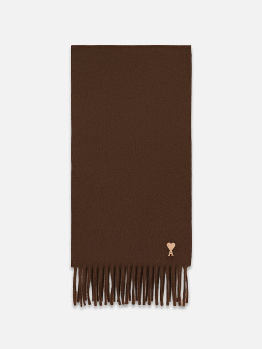 Ami Paris – Schal aus Wolle mit Ami de Coeur Logo-Patch Braun - Brown