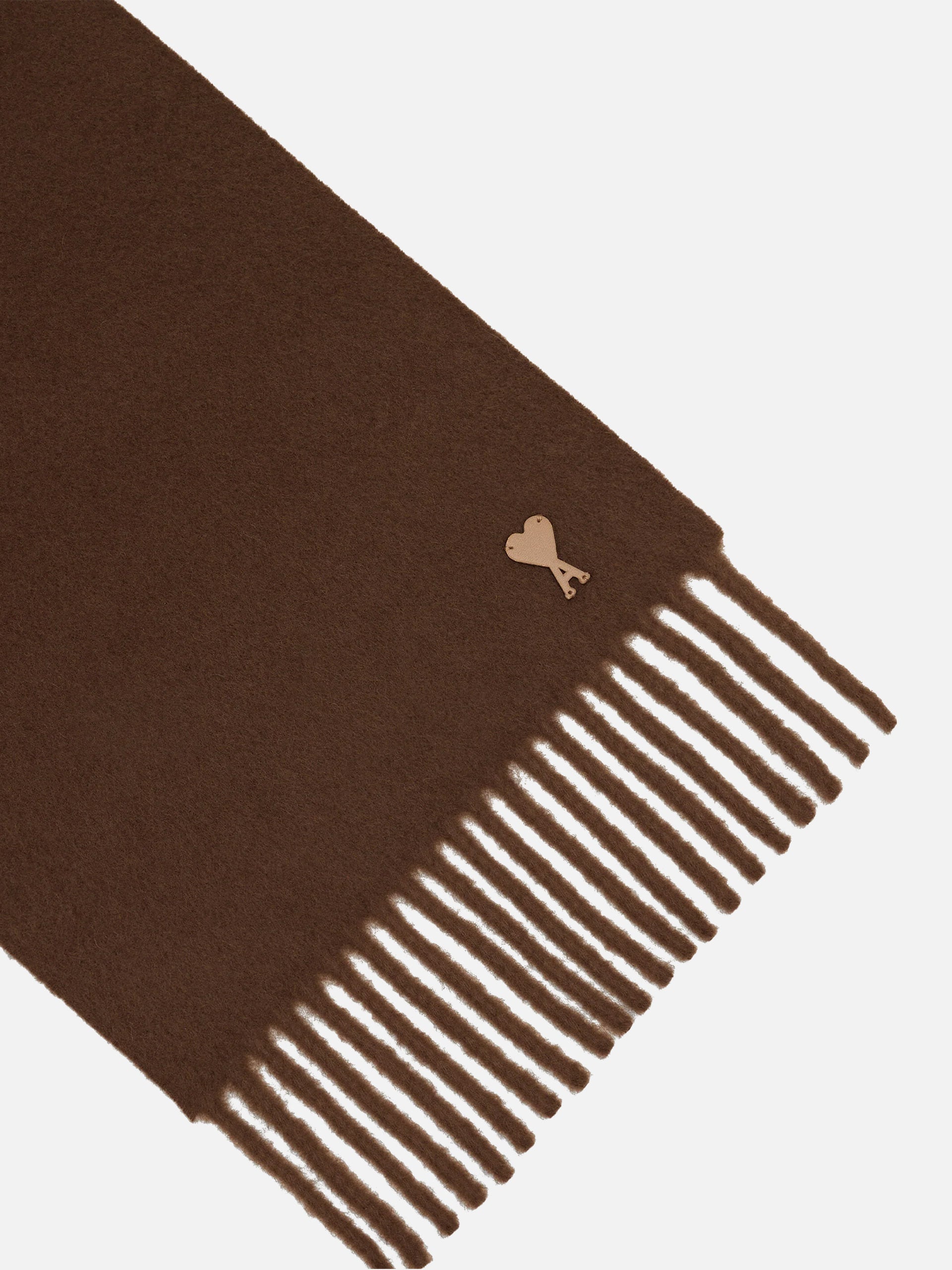 Ami Paris – Schal aus Wolle mit Ami de Coeur Logo-Patch Braun - Brown