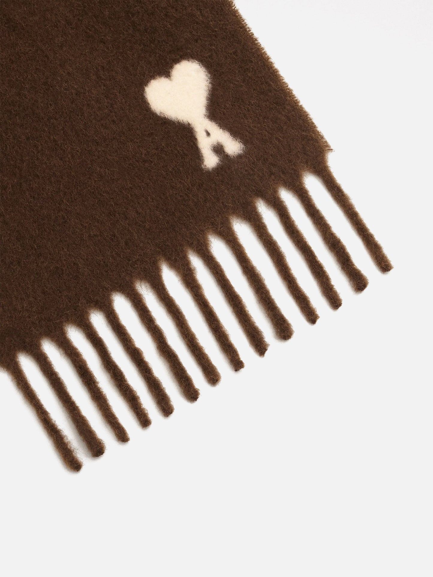 Ami paris Oversized-Schal Ami de Coeur aus Alpaka Braun / Weiß