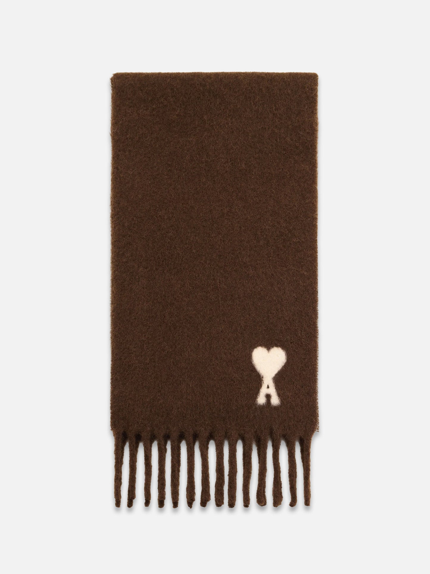 Ami paris Oversized-Schal Ami de Coeur aus Alpaka Braun / Weiß