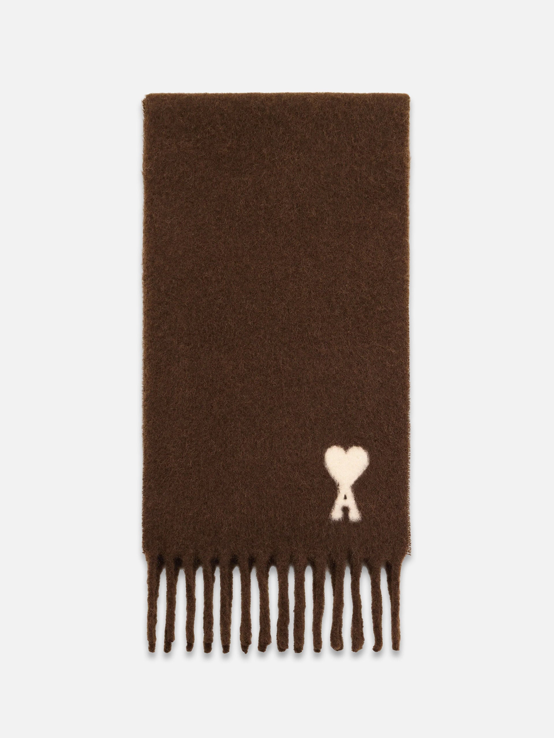 Ami paris Oversized-Schal Ami de Coeur aus Alpaka Braun / Weiß