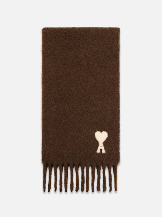Ami paris Oversized-Schal Ami de Coeur aus Alpaka Braun / Weiß