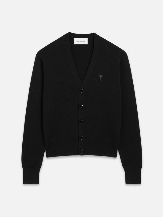 Ami paris Cardigan Ami de Coeur mit V-Ausschnitt für Herren Schwarz