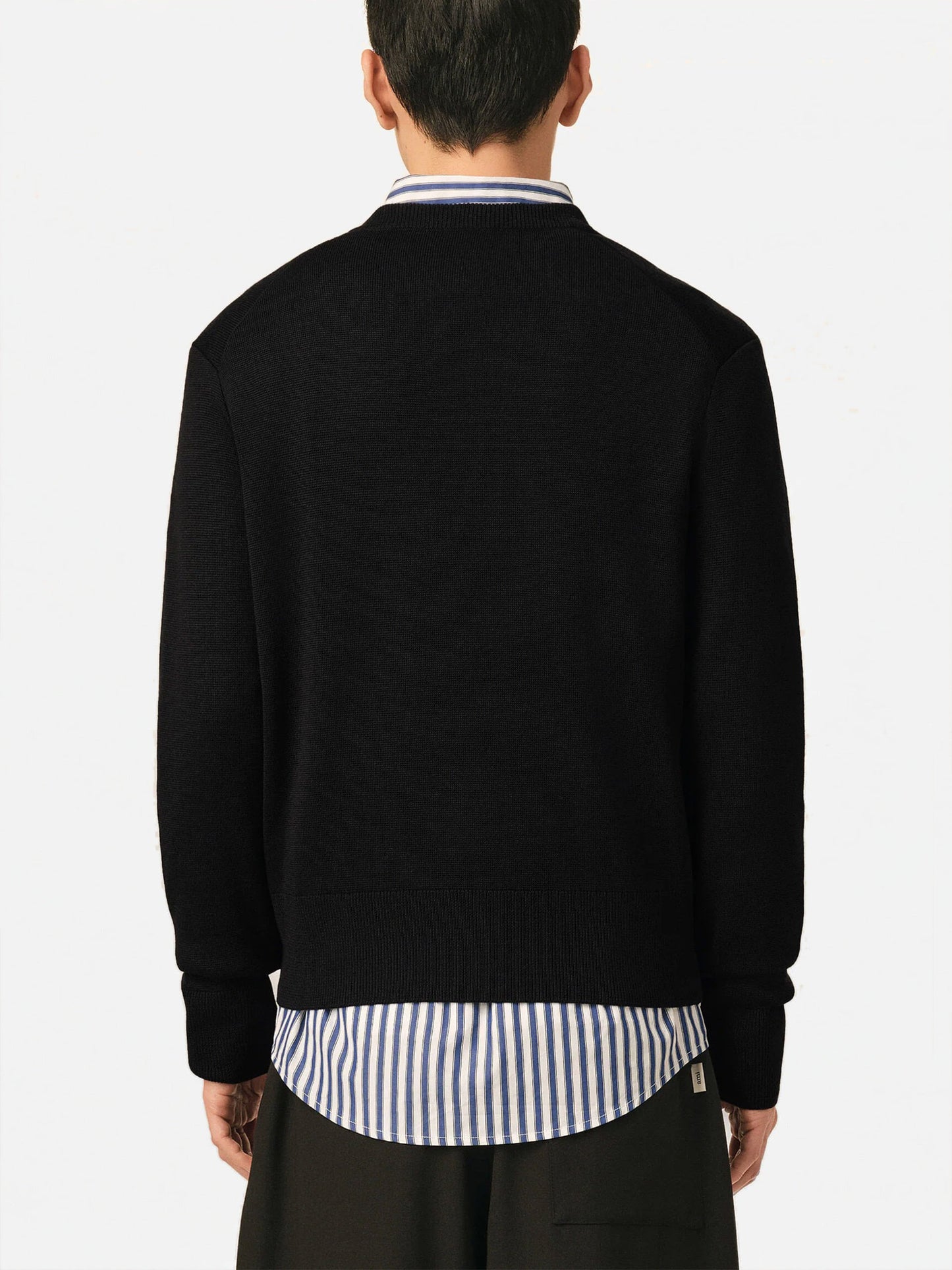Ami paris Cardigan Ami de Coeur mit V-Ausschnitt für Herren Schwarz