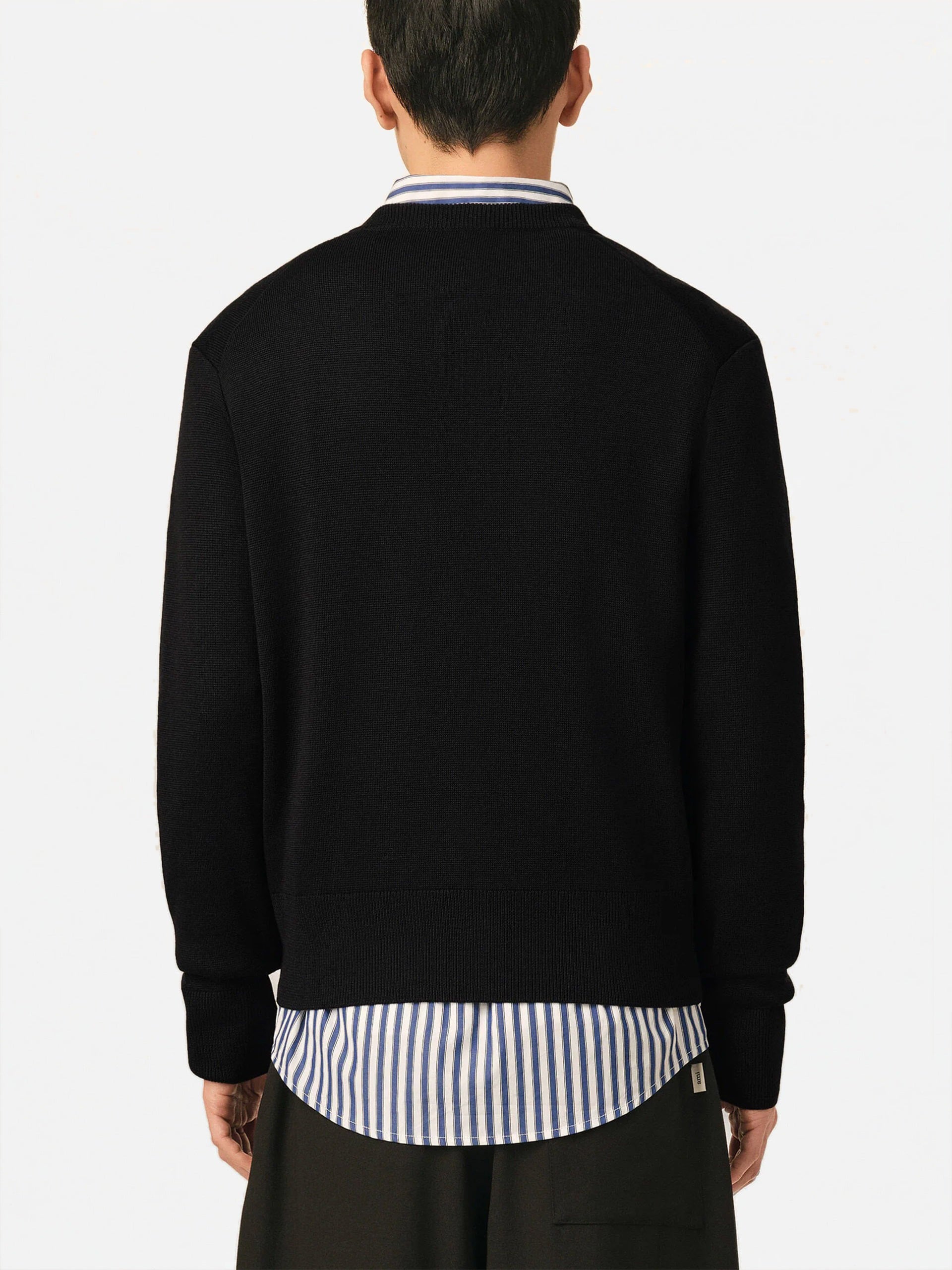 Ami paris Cardigan Ami de Coeur mit V-Ausschnitt für Herren Schwarz