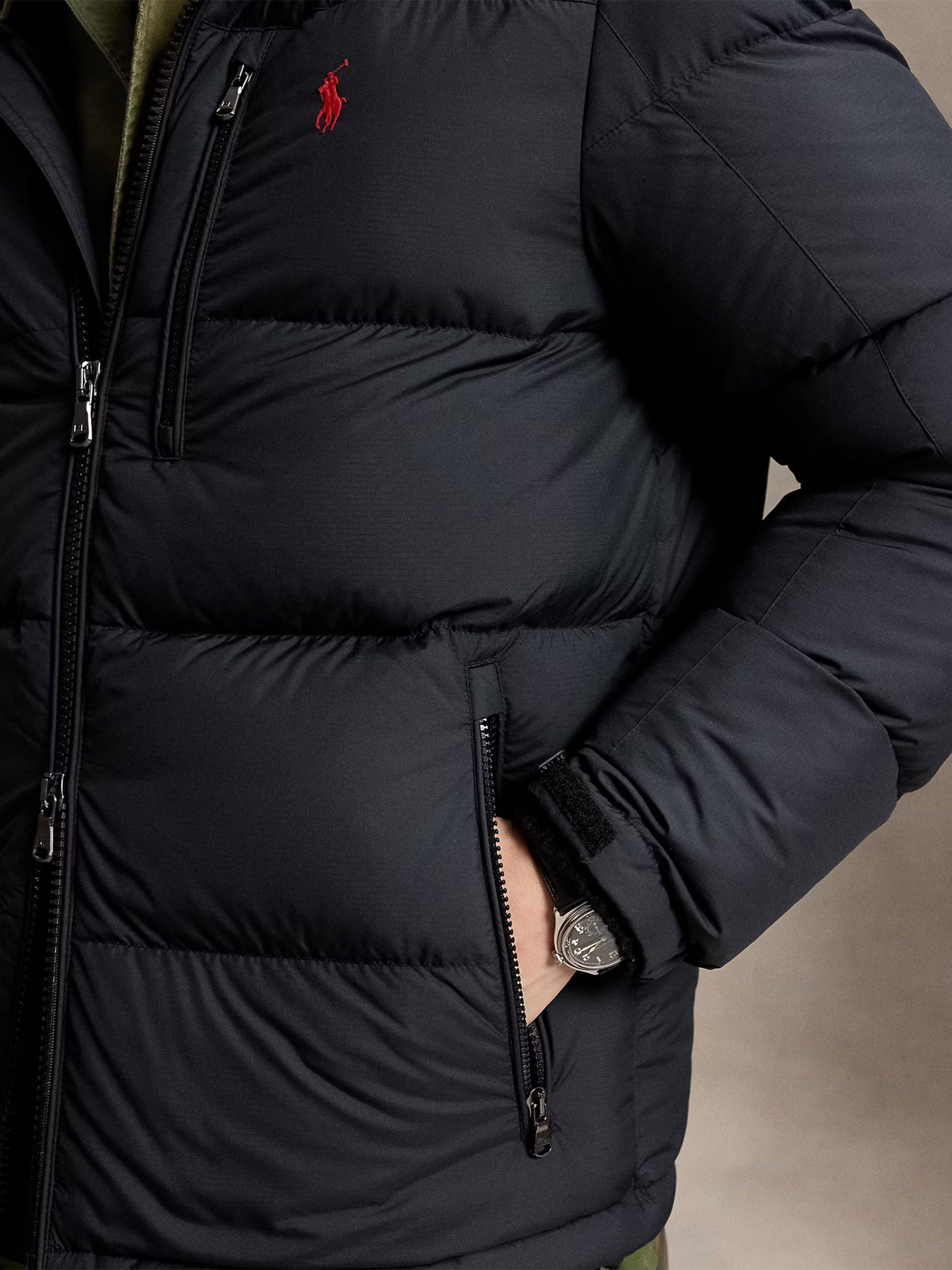 Polo ralph lauren Matte Daunenjacke Gorham mit Kapuze für Herren Schwarz