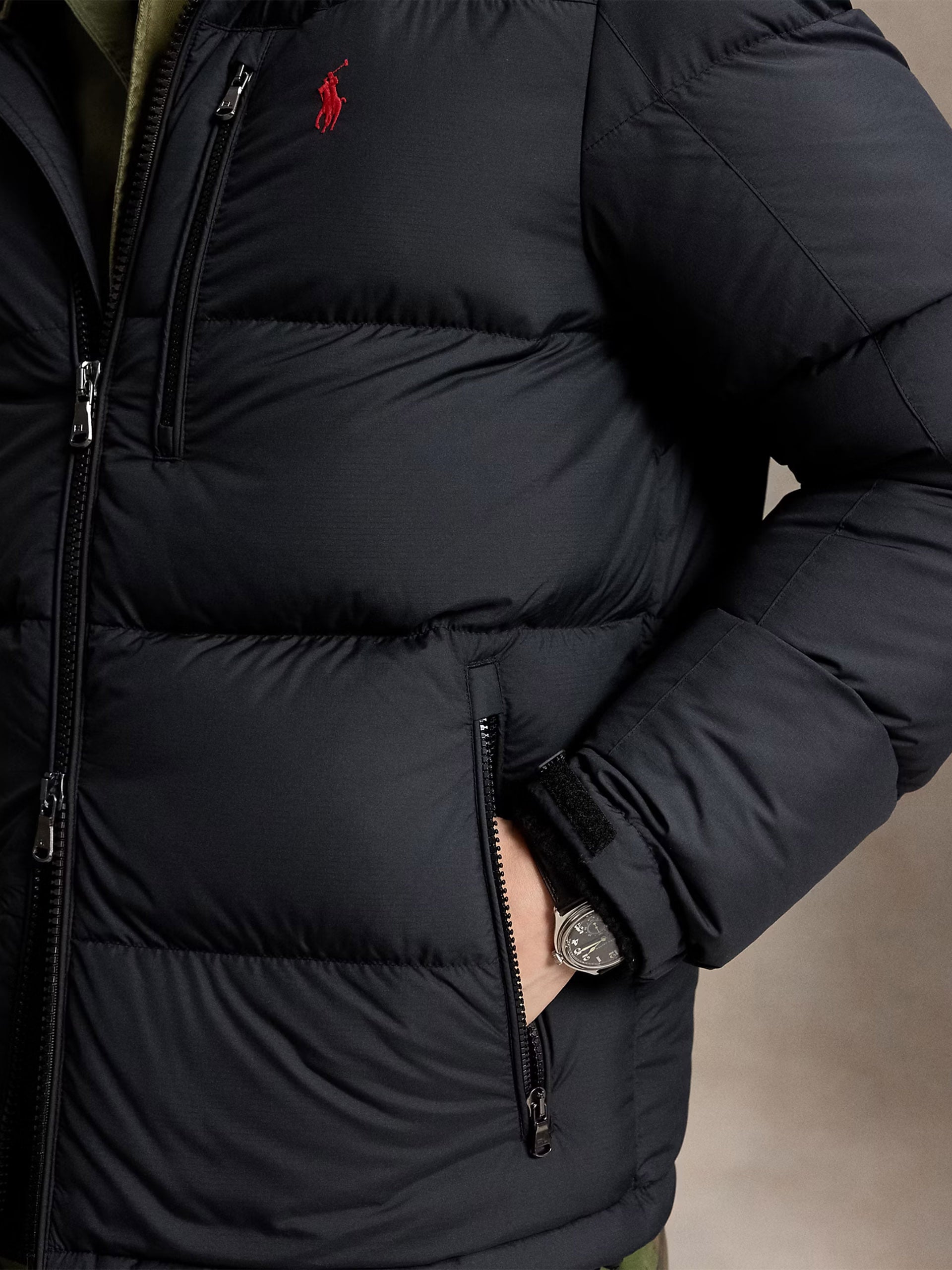 Polo ralph lauren Matte Daunenjacke Gorham mit Kapuze für Herren Schwarz