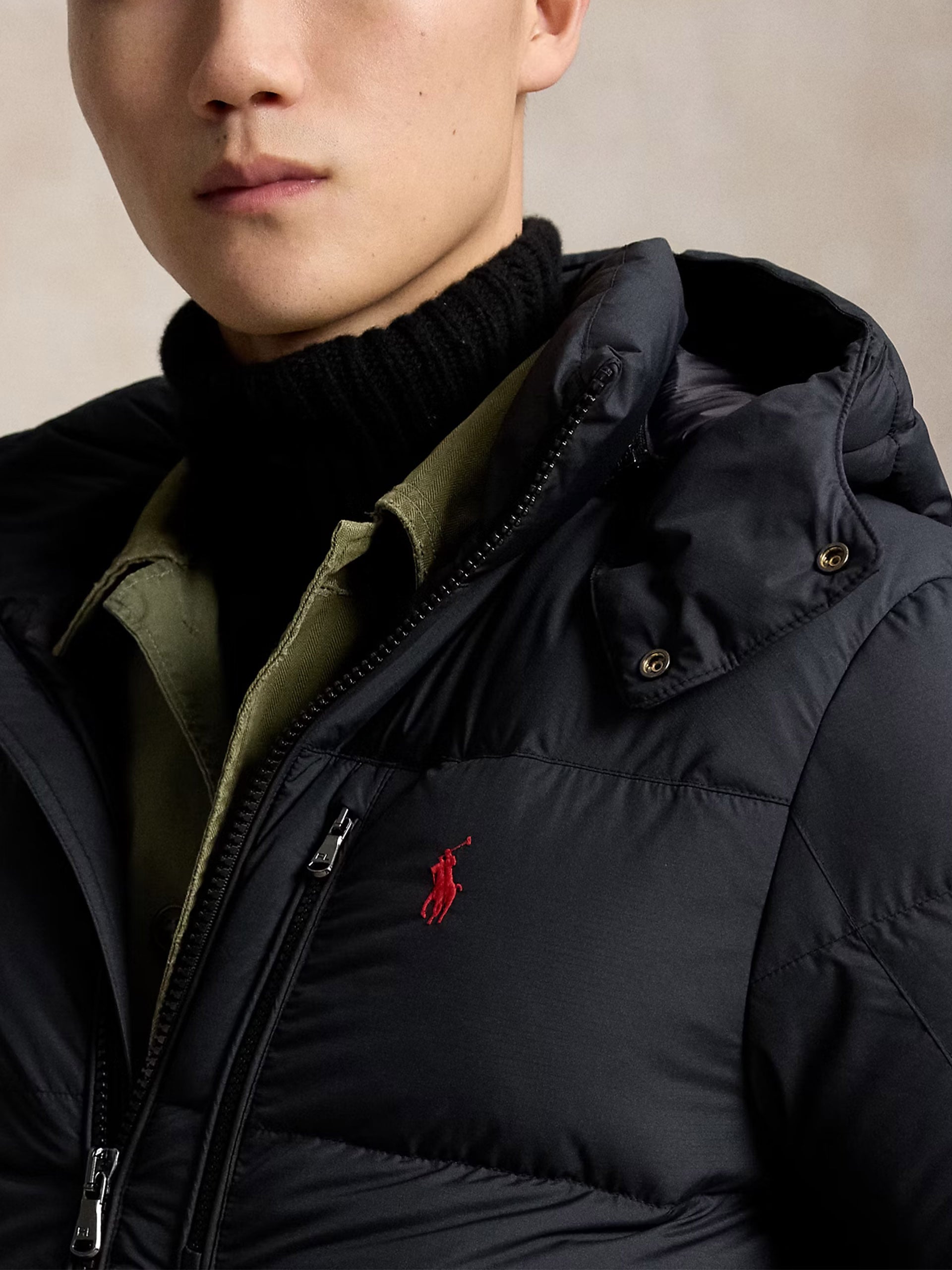 Polo ralph lauren Matte Daunenjacke Gorham mit Kapuze für Herren Schwarz