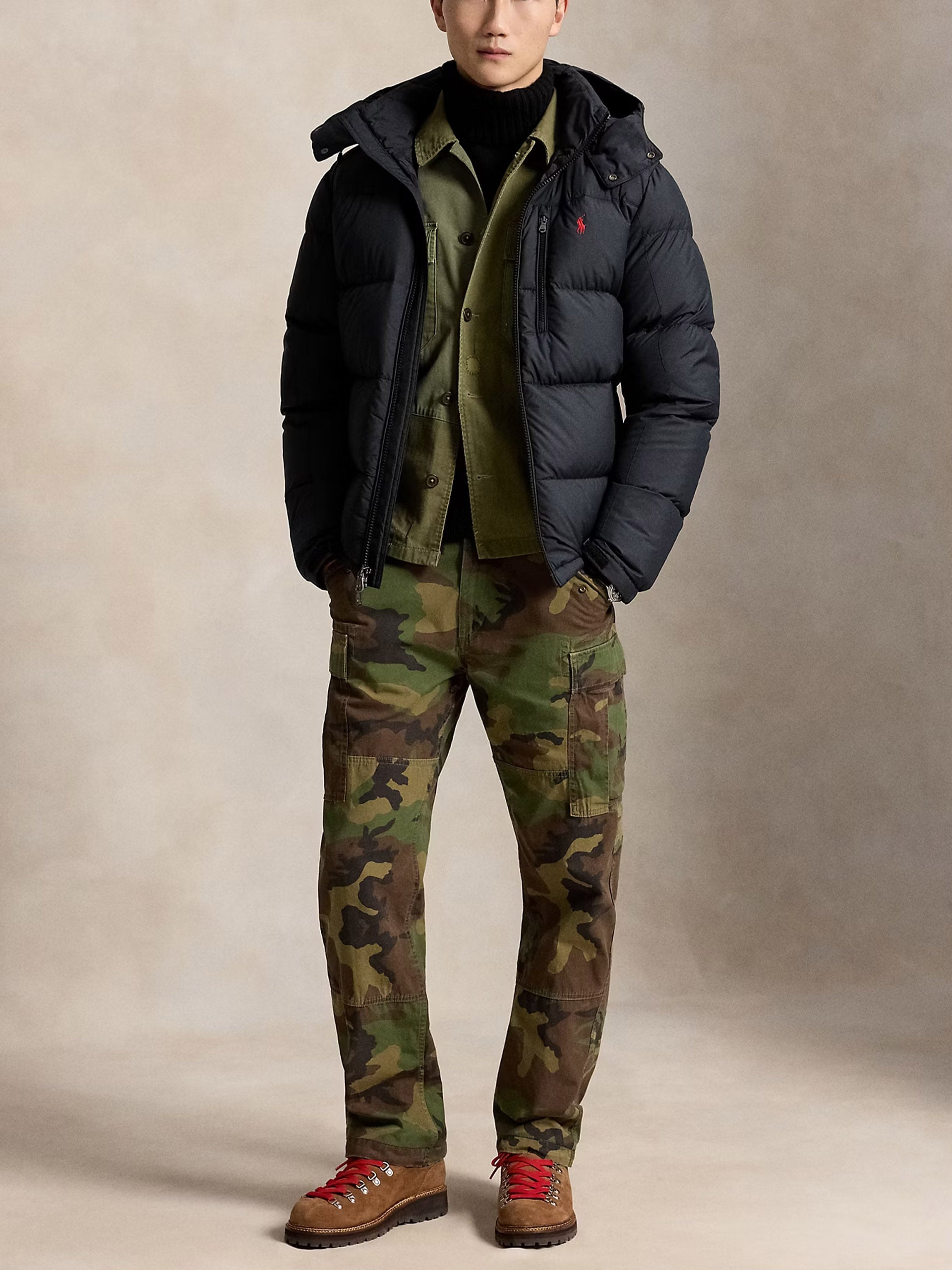 Polo ralph lauren Matte Daunenjacke Gorham mit Kapuze für Herren Schwarz