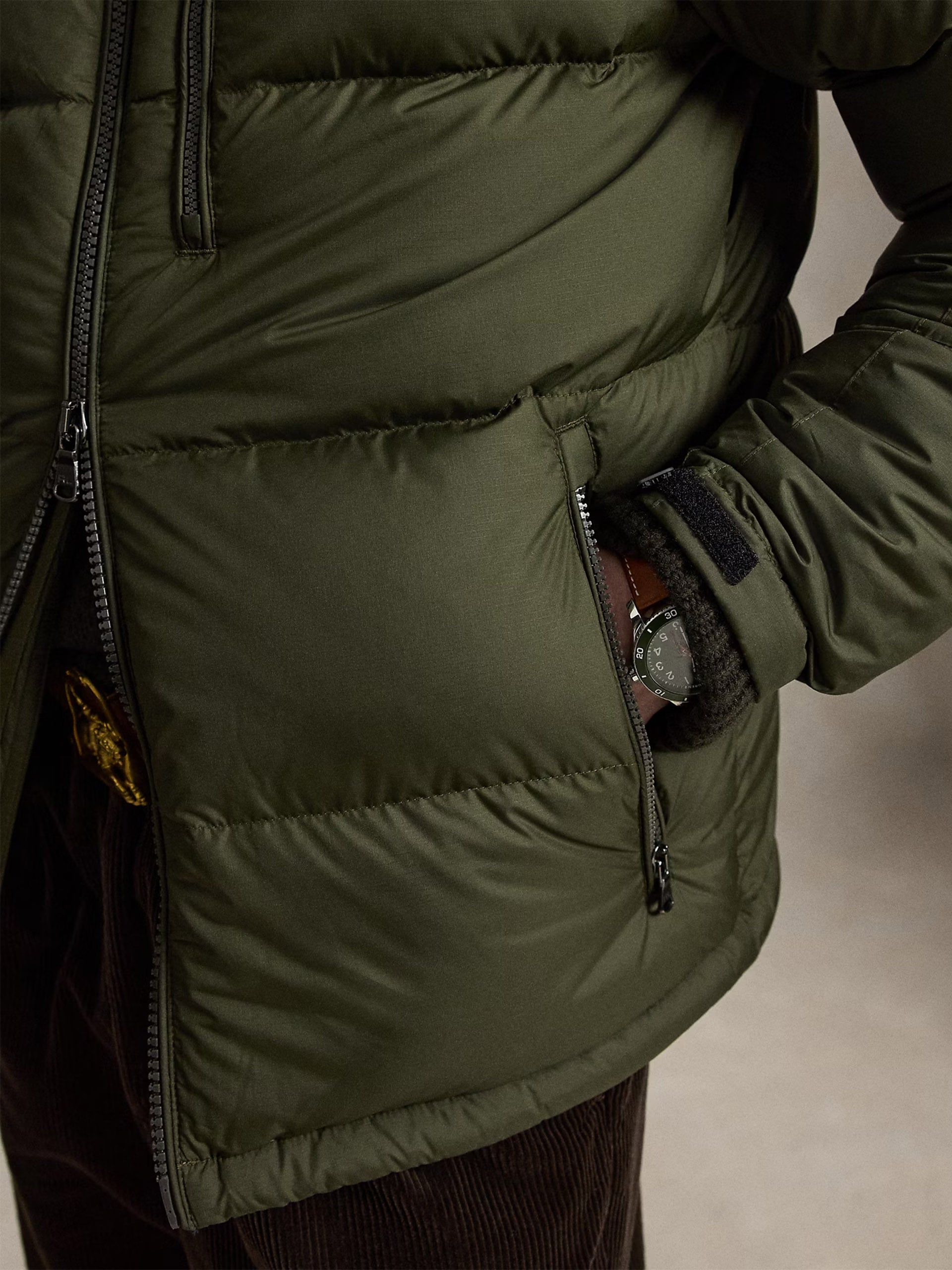 Polo ralph lauren Matte Daunenjacke Gorham mit Kapuze für Herren Olivgrün