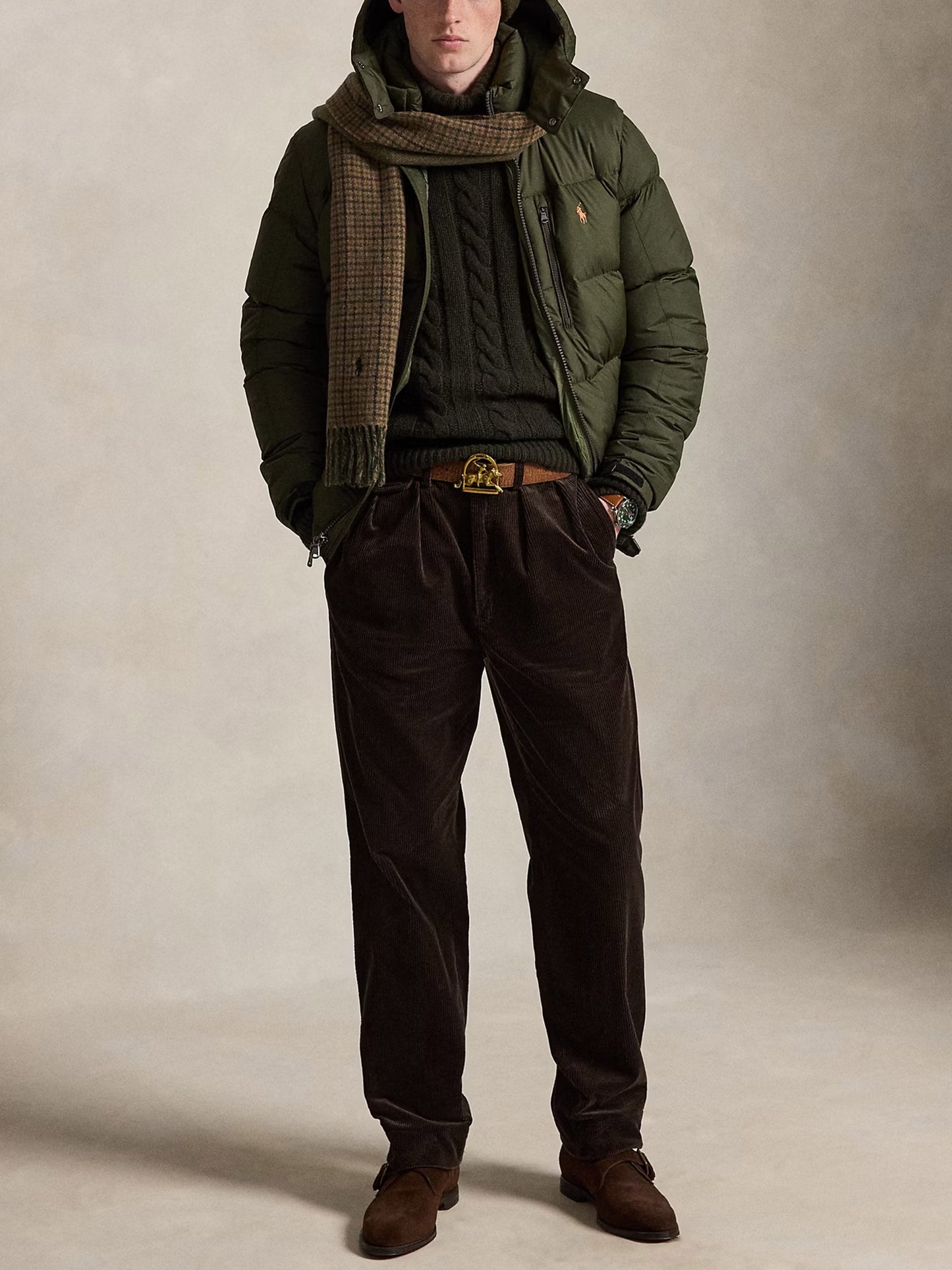 Polo ralph lauren Matte Daunenjacke Gorham mit Kapuze für Herren Olivgrün