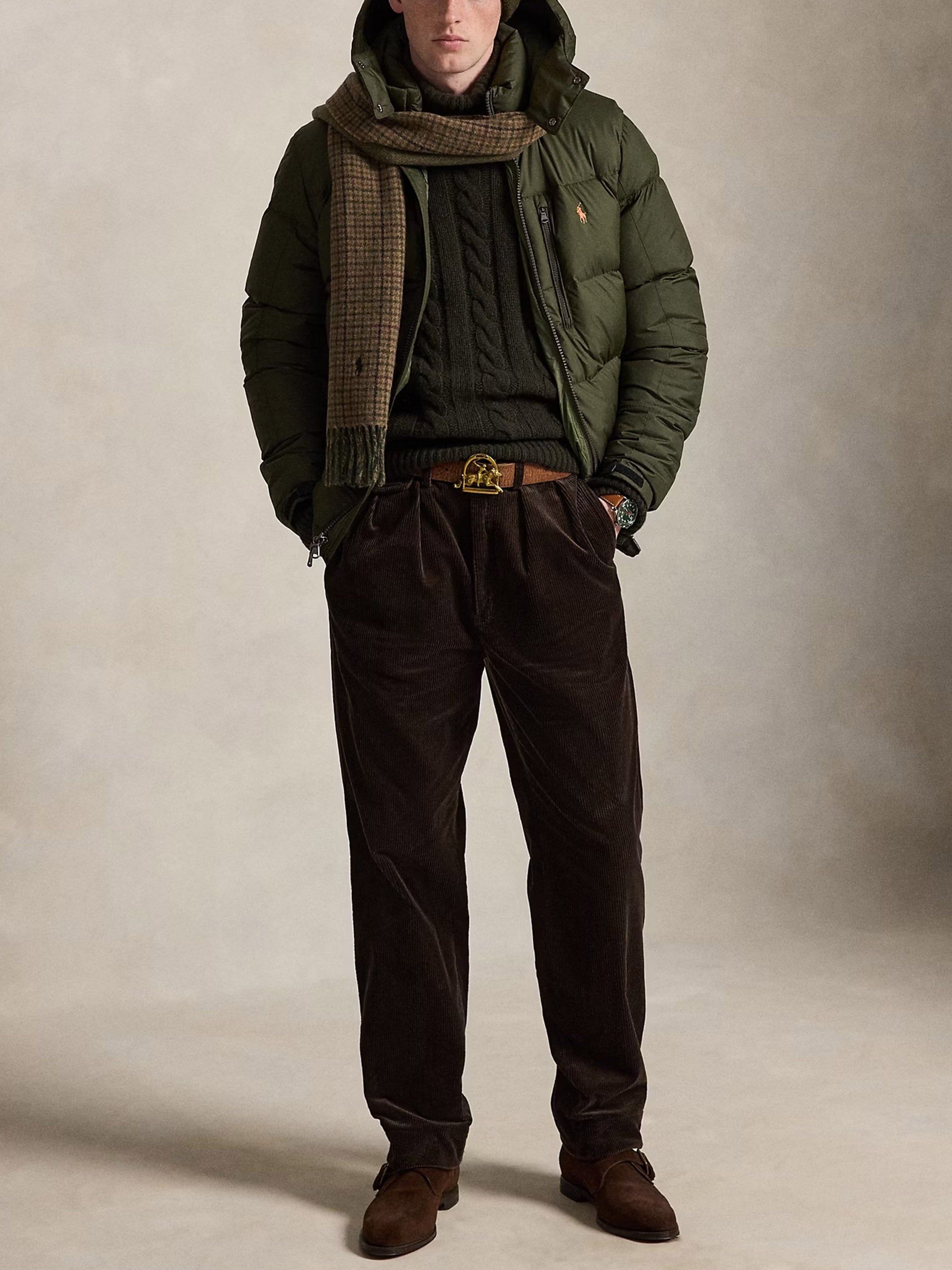 Polo ralph lauren Matte Daunenjacke Gorham mit Kapuze für Herren Olivgrün