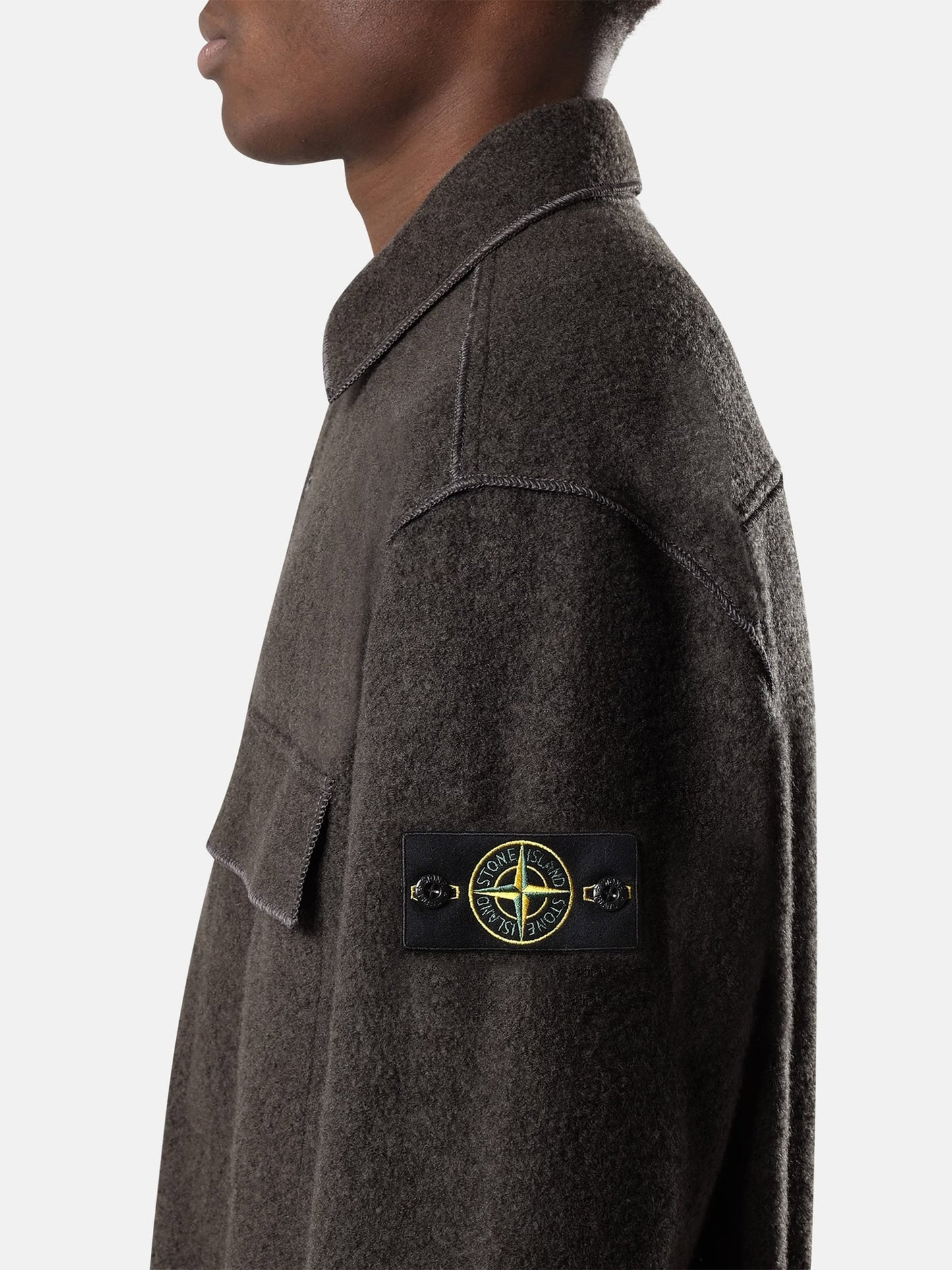 Stone island Overshirt aus Woll-Bouclé für Herren Grau-Braun