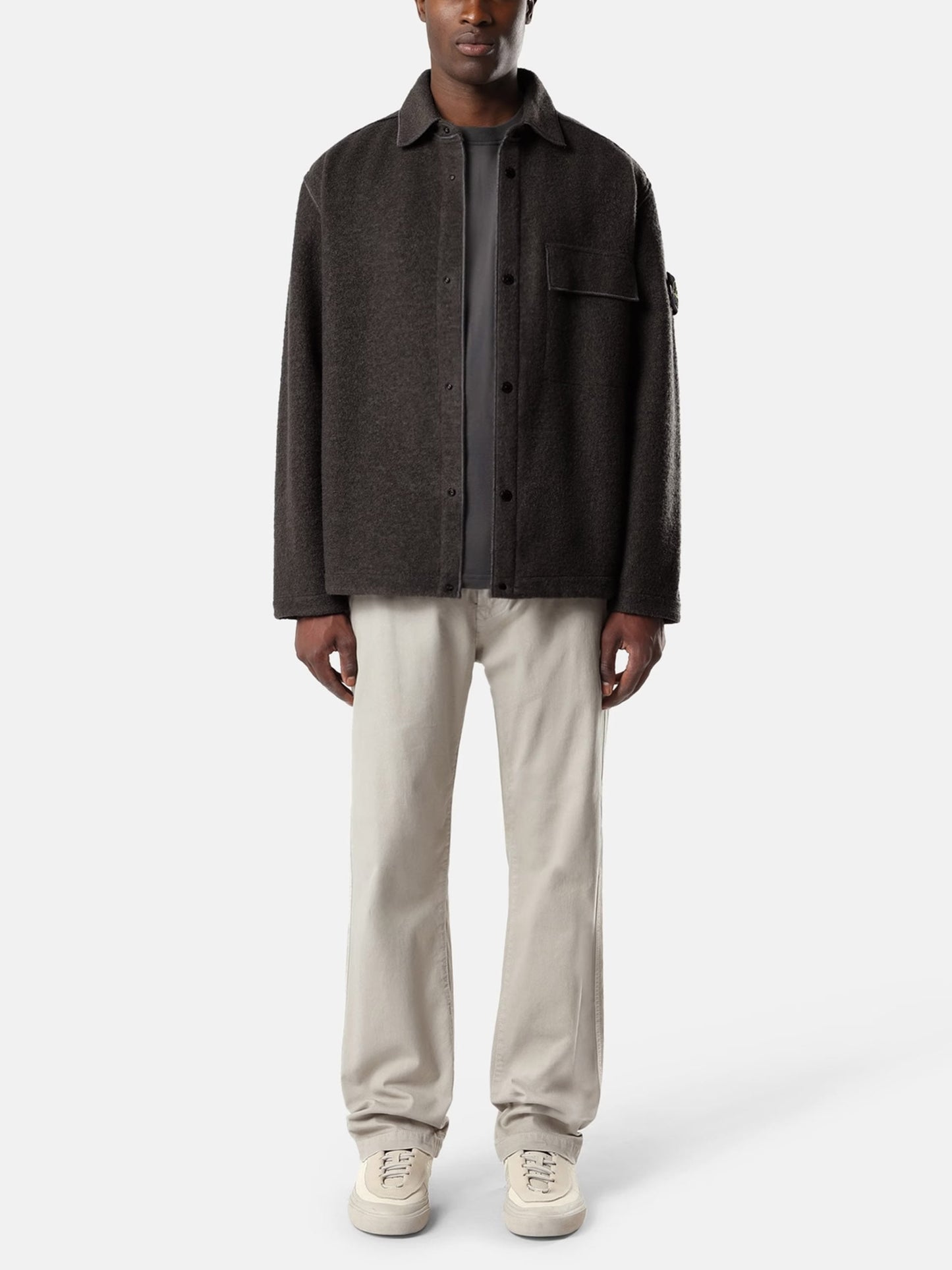 Stone island Overshirt aus Woll-Bouclé für Herren Grau-Braun