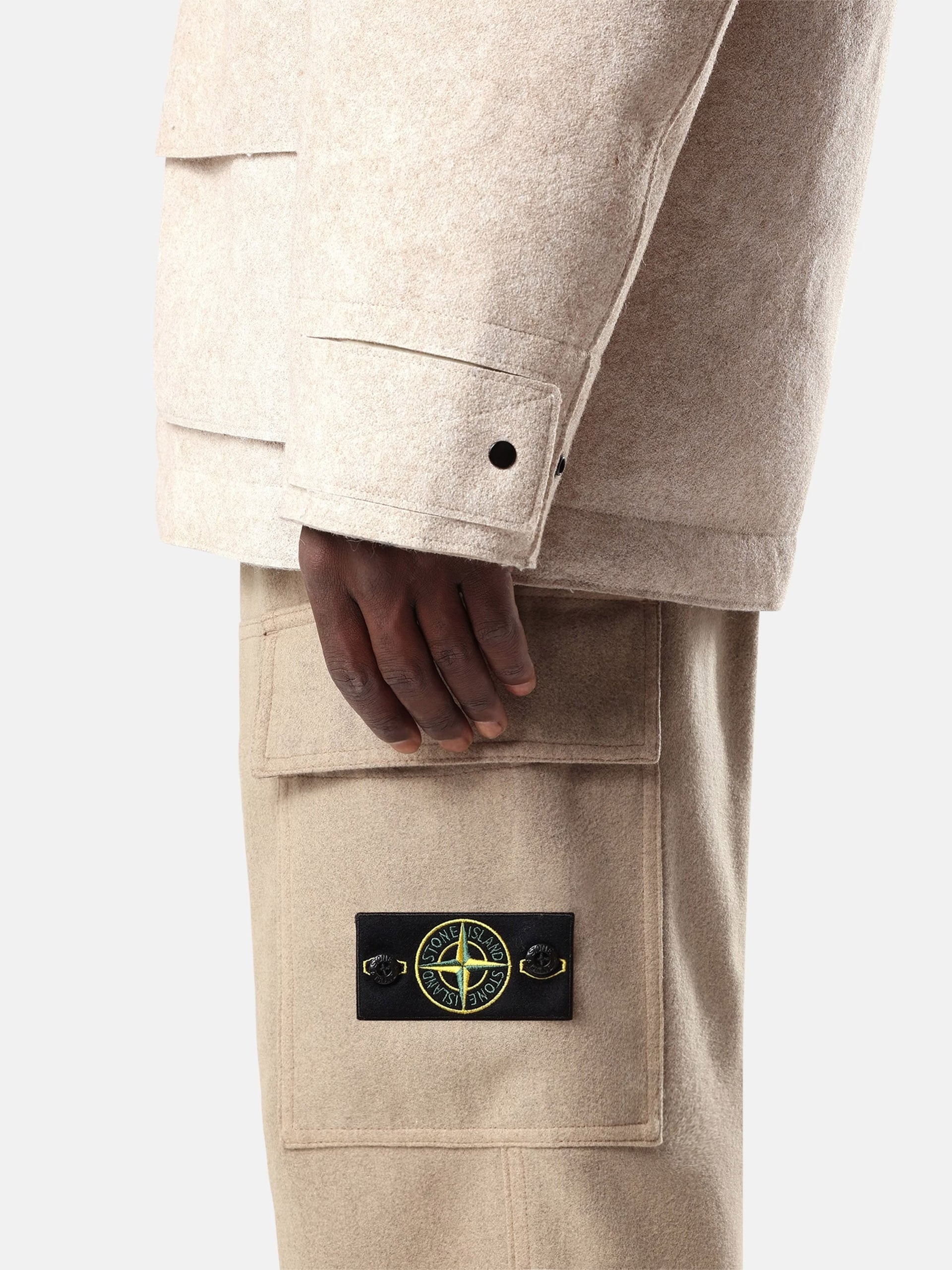 Stone island Cargohose aus Woll-Nylon-Flanell für Herren Hellbeige
