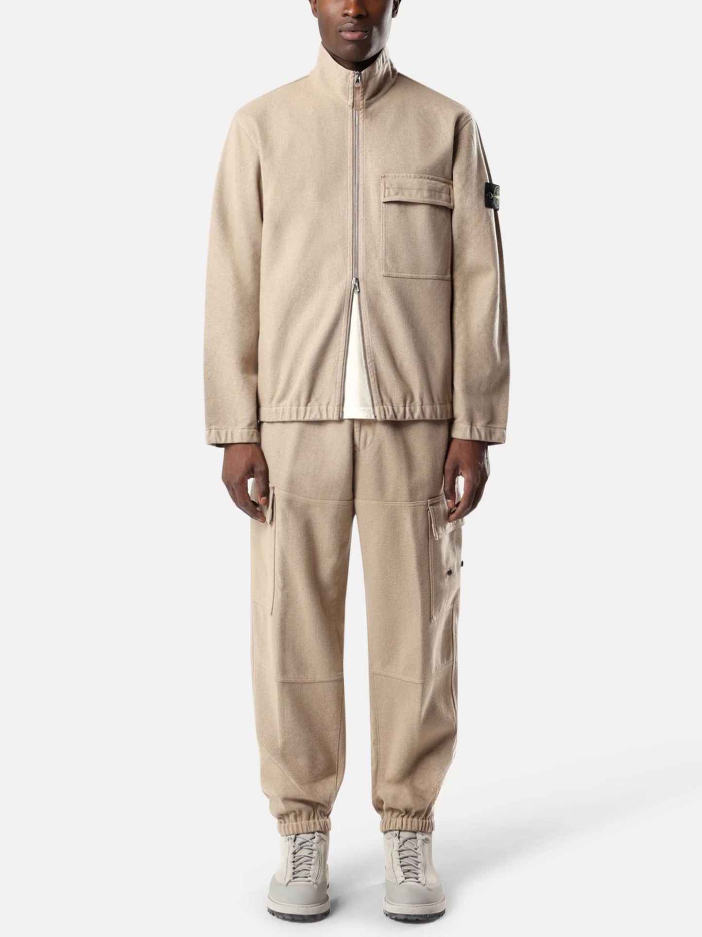 Stone island Cargohose aus Woll-Nylon-Flanell für Herren Hellbeige