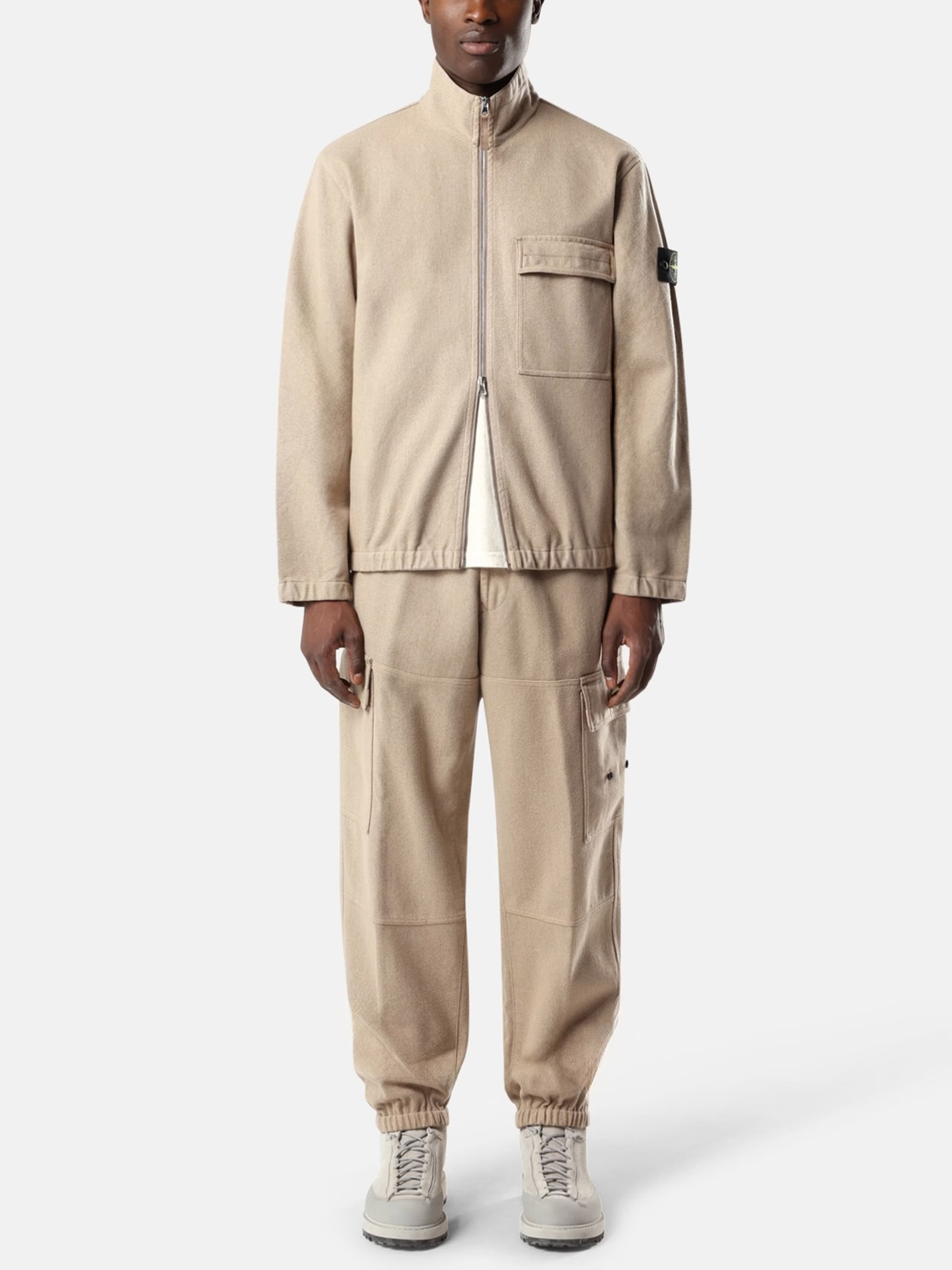 Stone island Cargohose aus Woll-Nylon-Flanell für Herren Hellbeige
