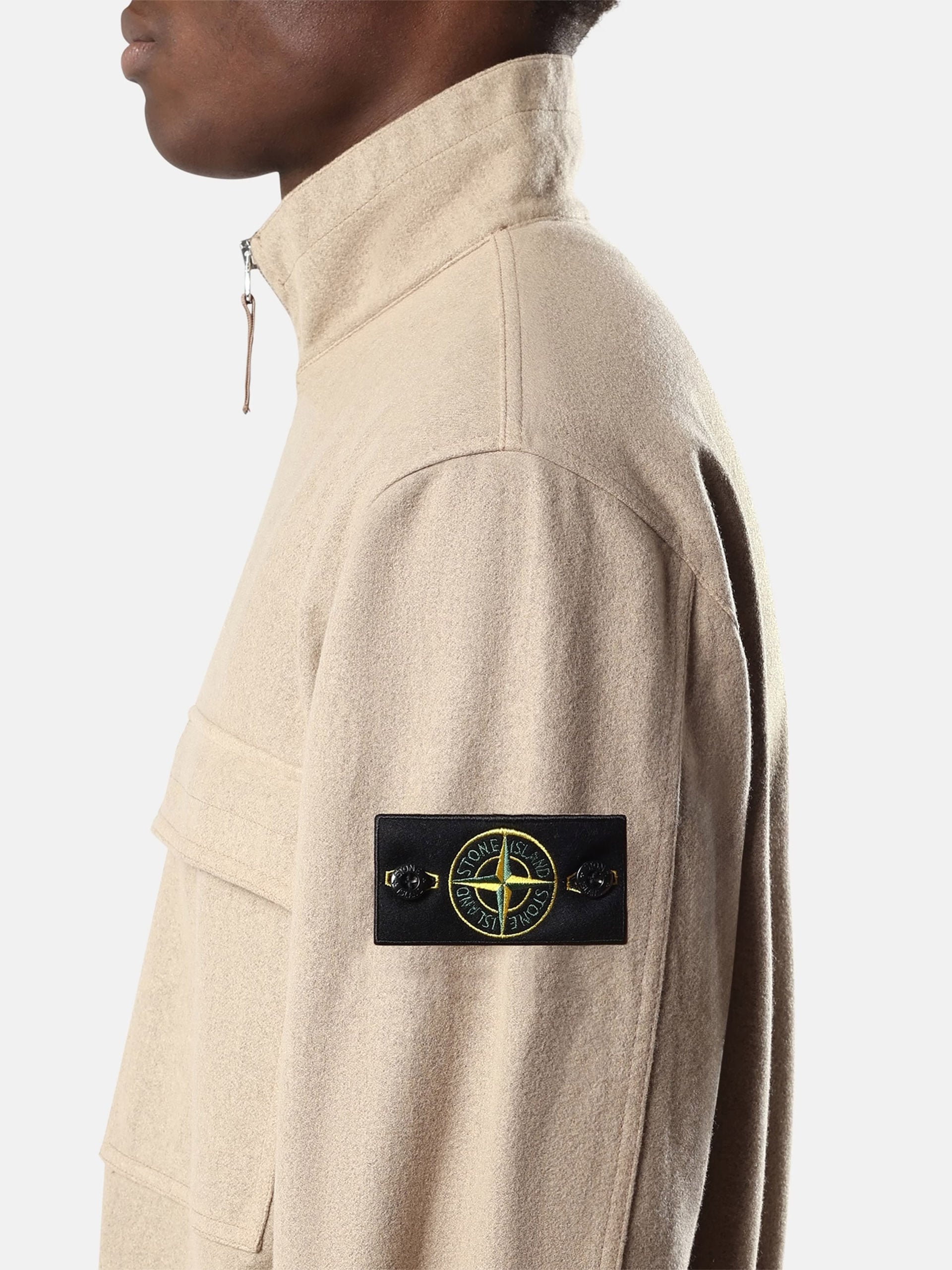 Stone island Hemdjacke aus Woll-Nylon-Flanell für Herren Hellbeige