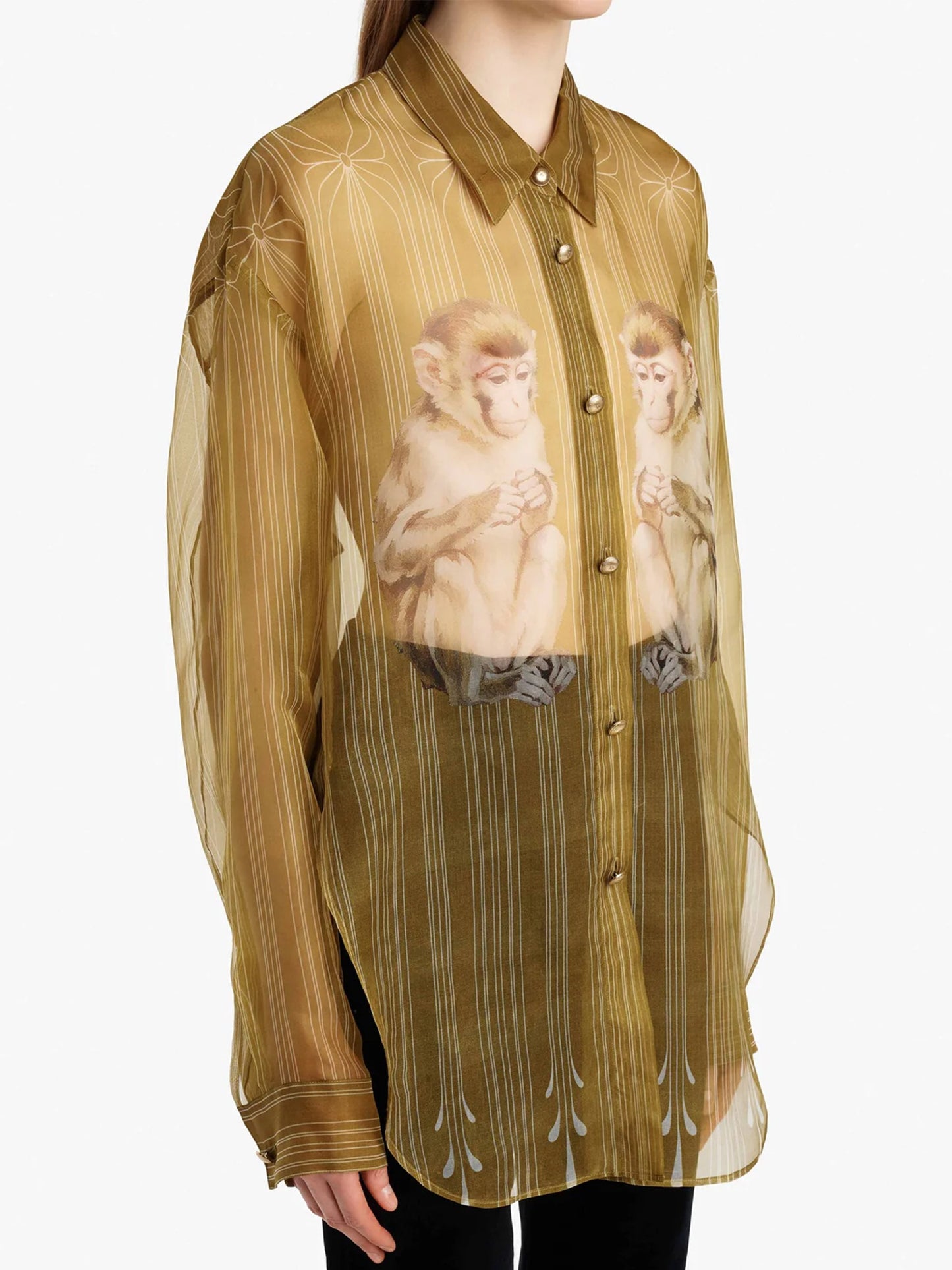 Khaite Seidenbluse Goya mit Monkey-Print für Damen Goldbraun