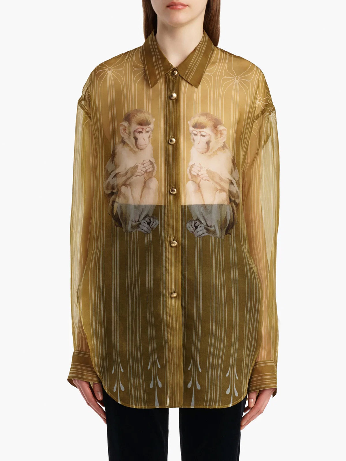 Khaite Seidenbluse Goya mit Monkey-Print für Damen Goldbraun