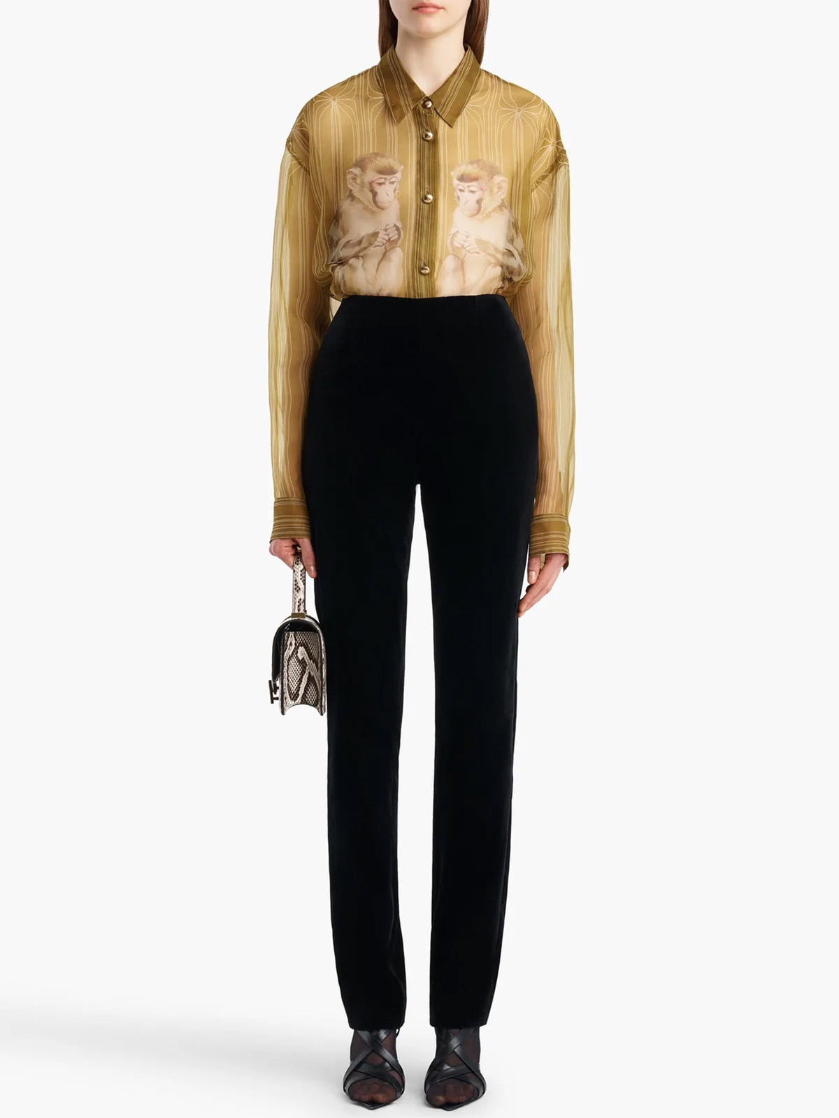 Khaite Seidenbluse Goya mit Monkey-Print für Damen Goldbraun