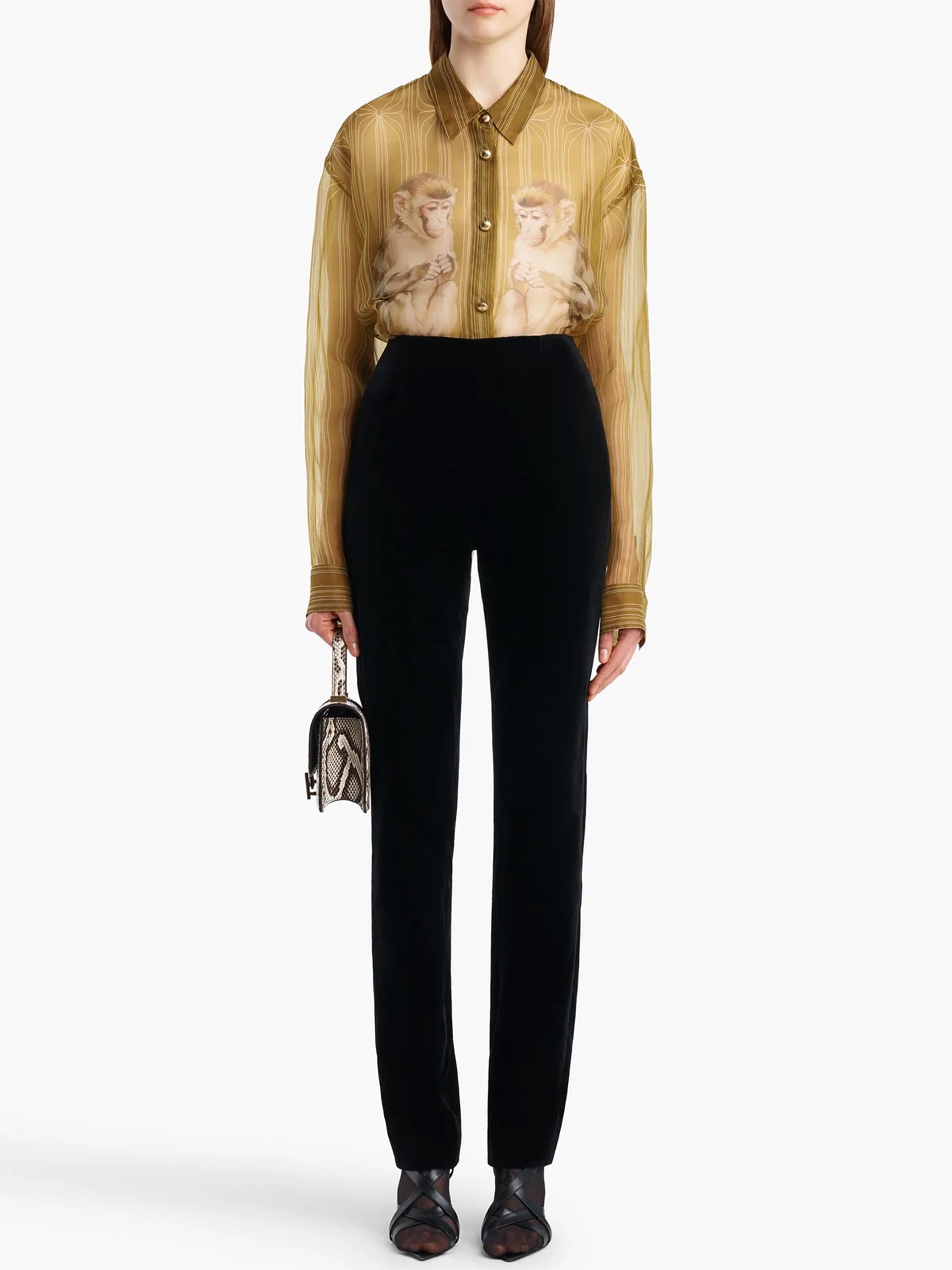 Khaite Seidenbluse Goya mit Monkey-Print für Damen Goldbraun