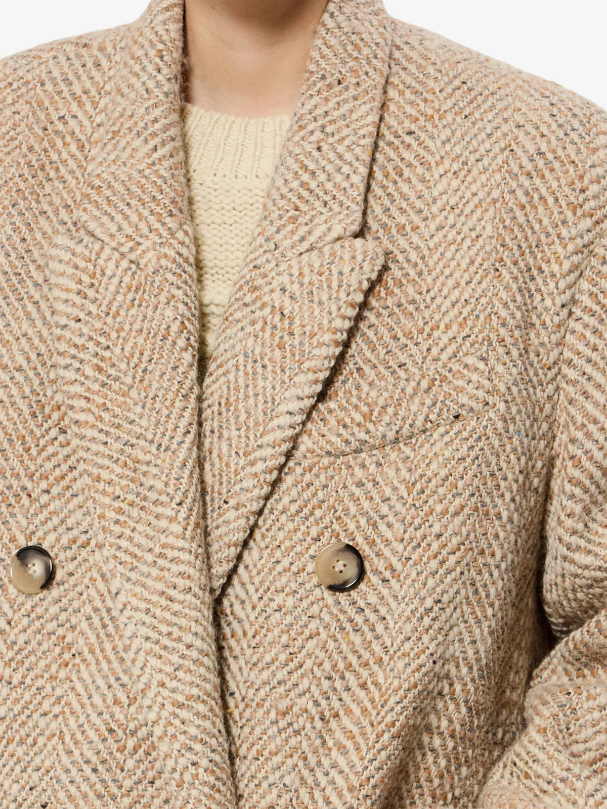 Marant etoile Mantel Pilda mit Fischgrätmuster für Damen Beige