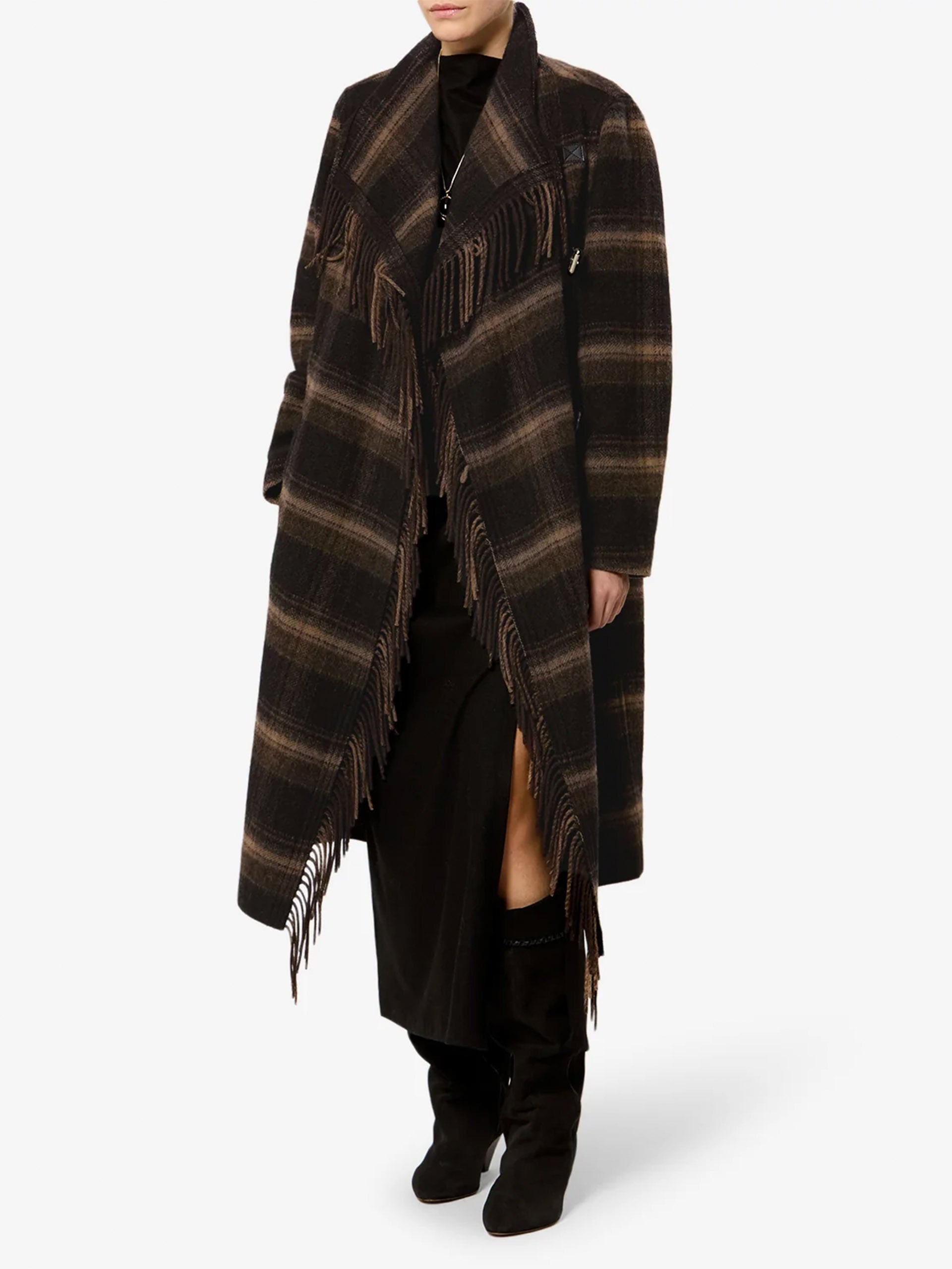 Marant etoile Langer Mantel Gihan aus Wolle für Damen Dunkelbraun