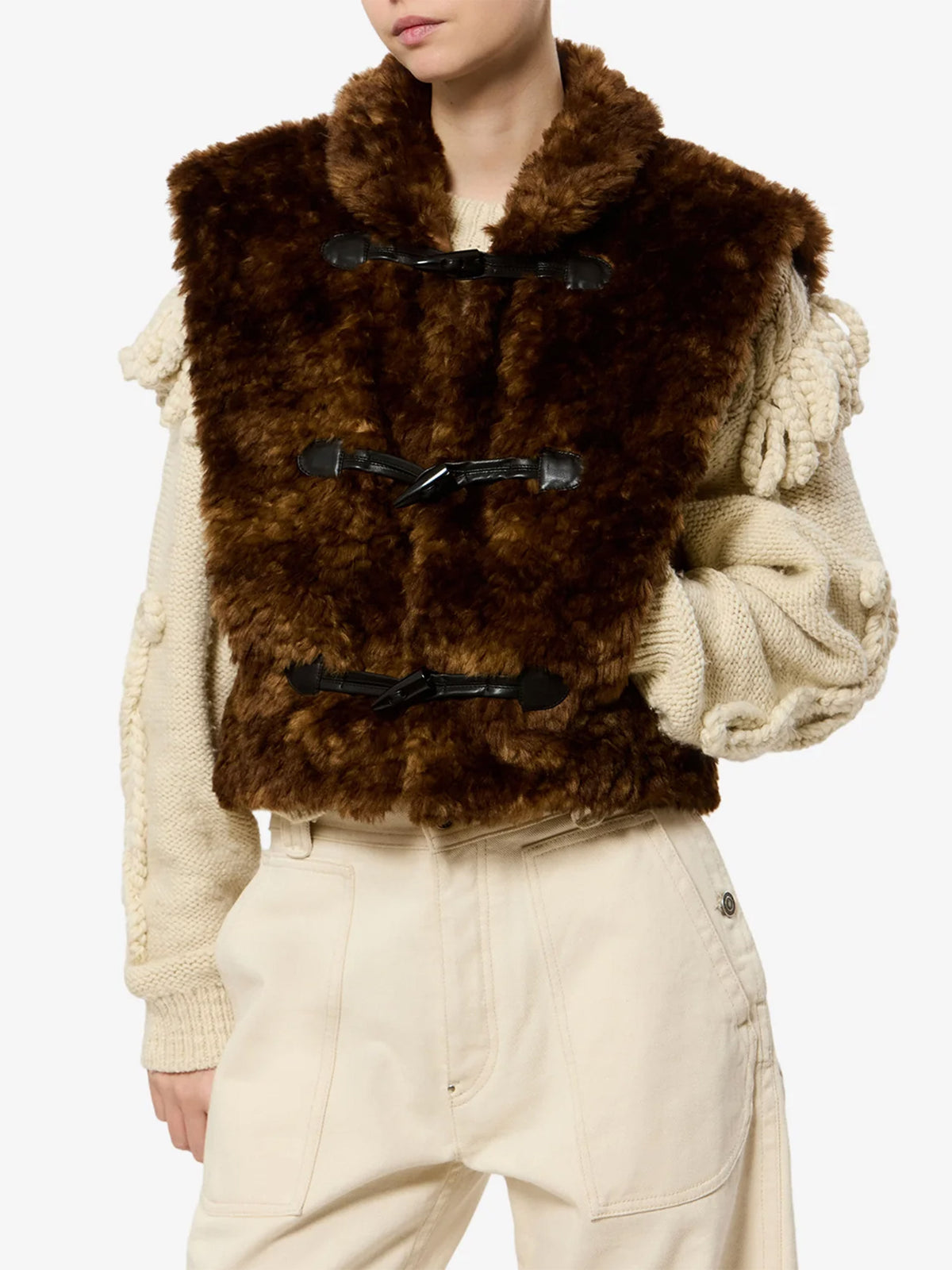 Marant etoile Weste Jocya aus Kunstfell für Damen Braun