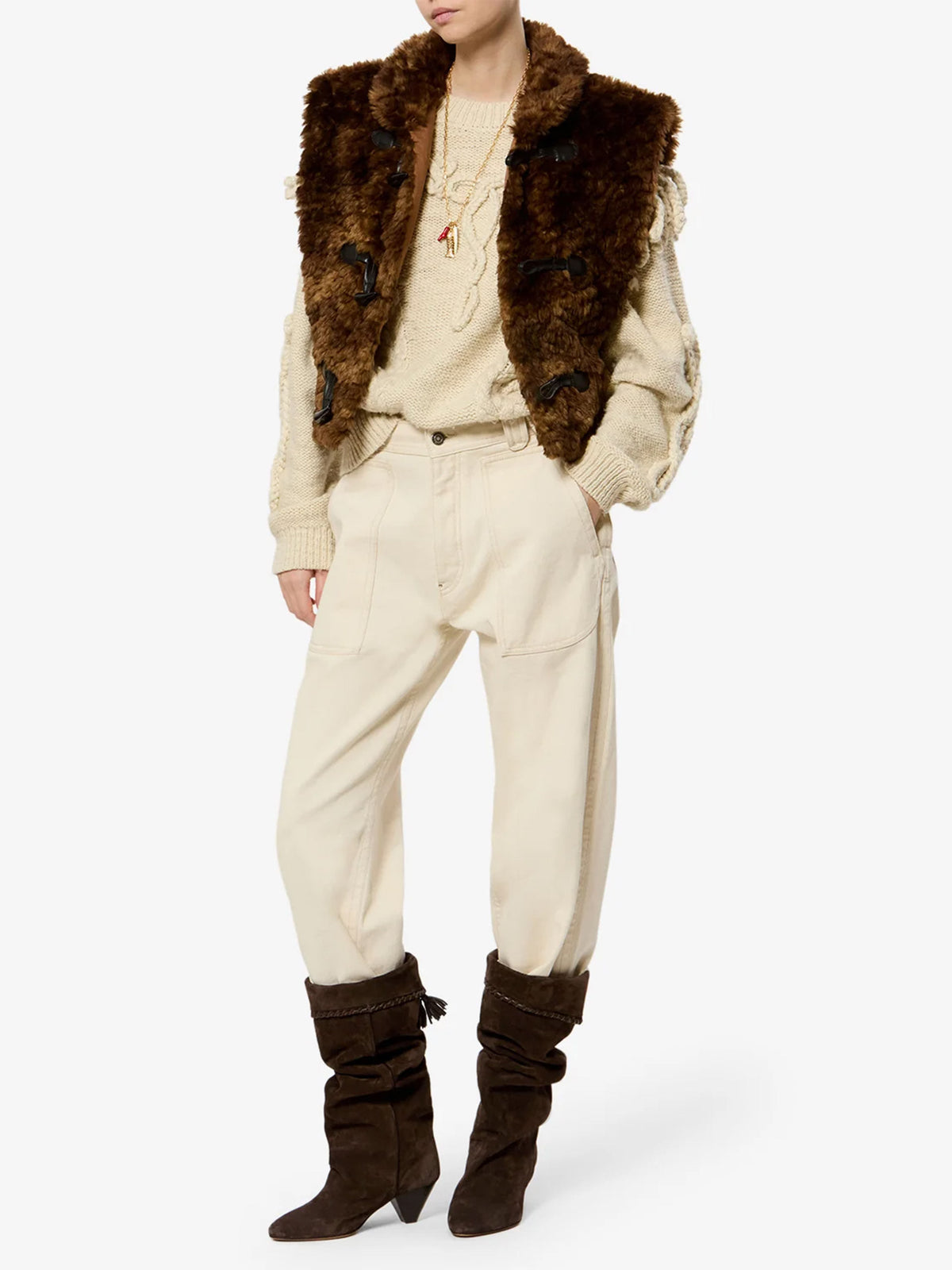 Marant etoile Weste Jocya aus Kunstfell für Damen Braun