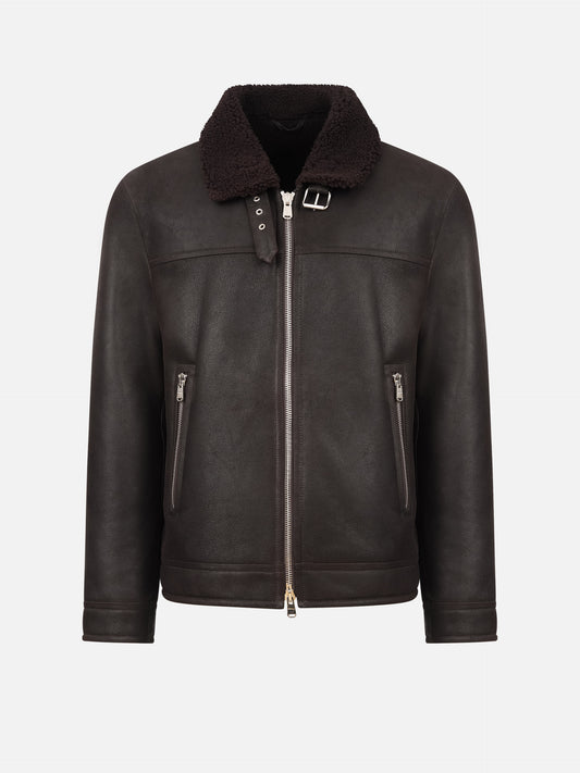 Shearling-Jacke mit Fellkragen für Herren