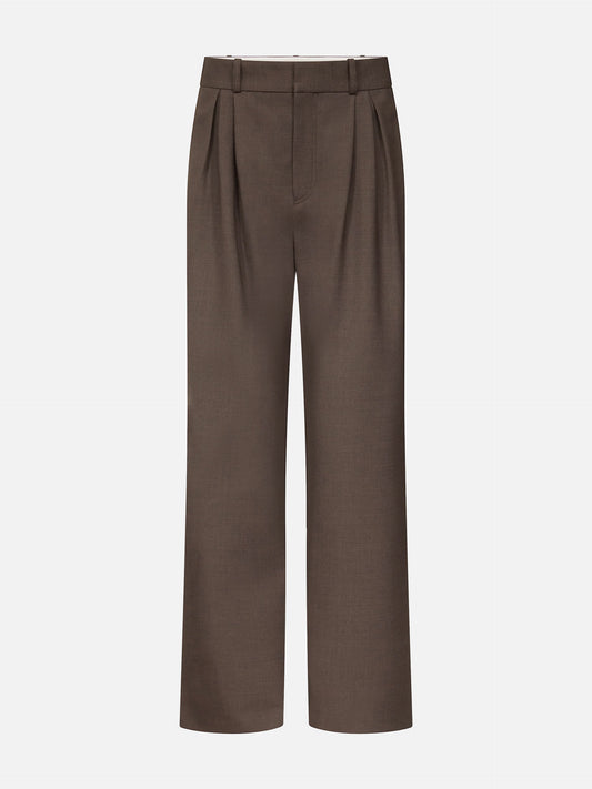 Loulou de saison Bundfaltenhose Nat aus Schurwolle für Damen Braun Melange