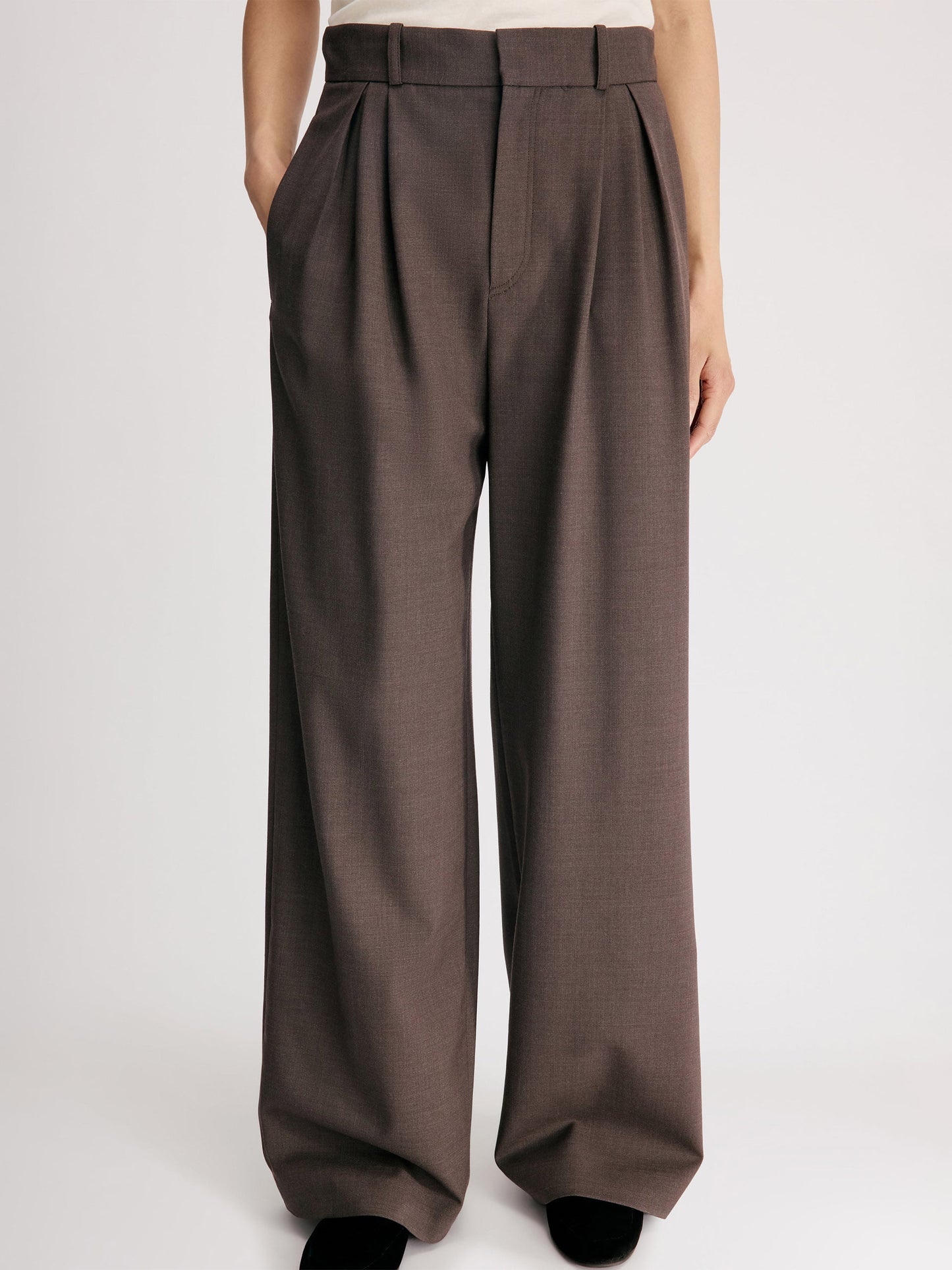 Loulou de saison Bundfaltenhose Nat aus Schurwolle für Damen Braun Melange