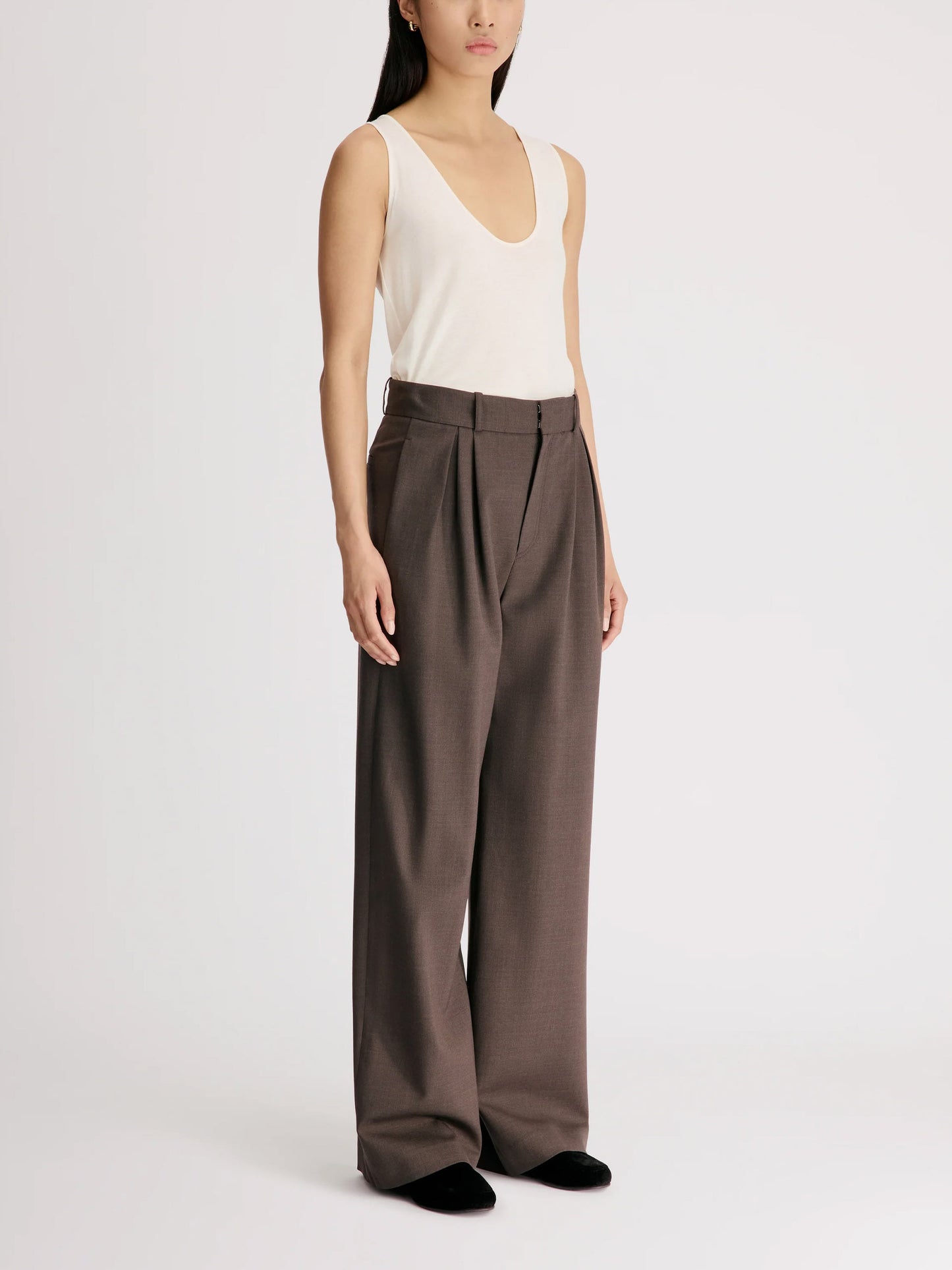 Loulou de saison Bundfaltenhose Nat aus Schurwolle für Damen Braun Melange