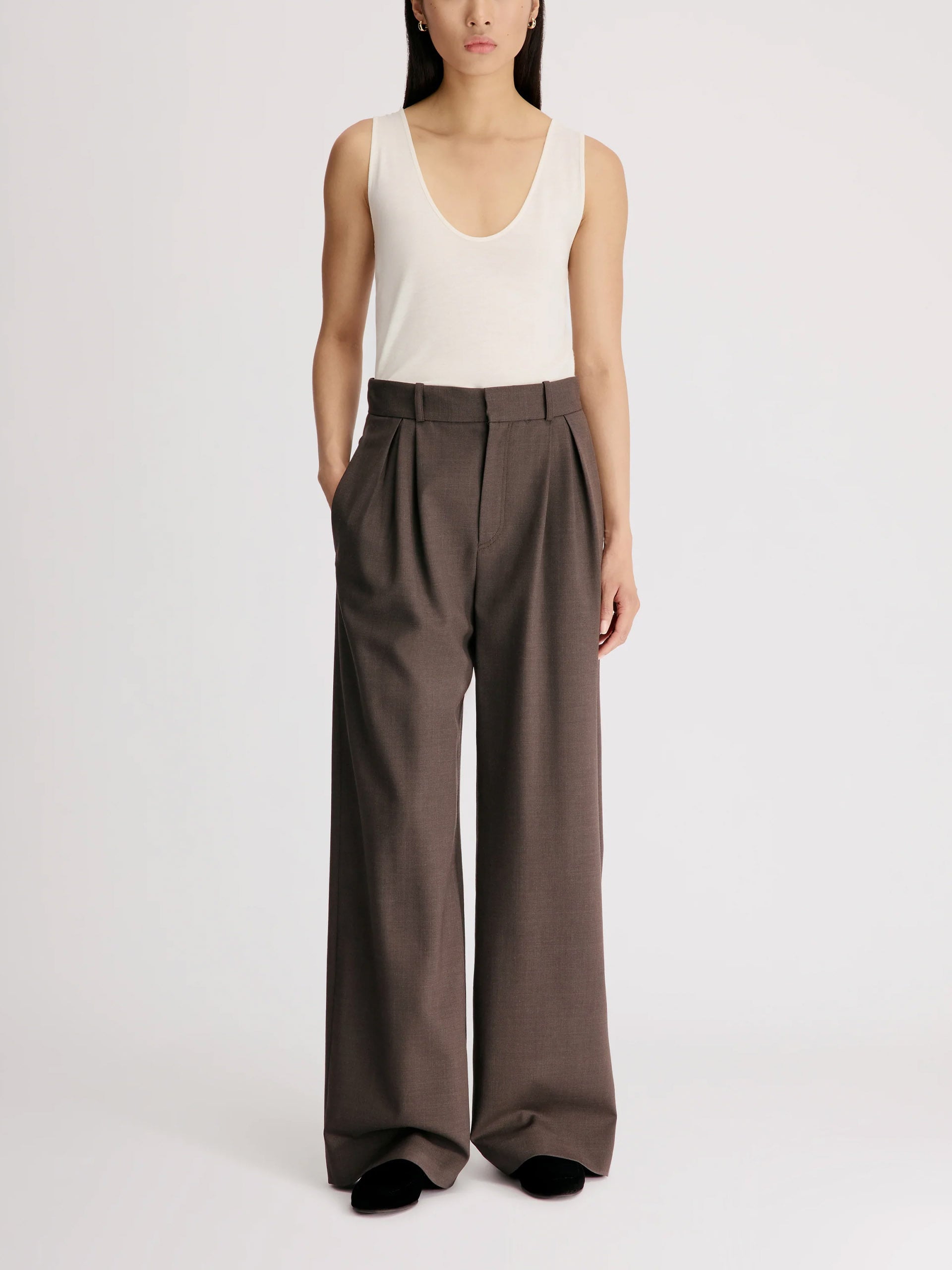 Loulou de saison Bundfaltenhose Nat aus Schurwolle für Damen Braun Melange